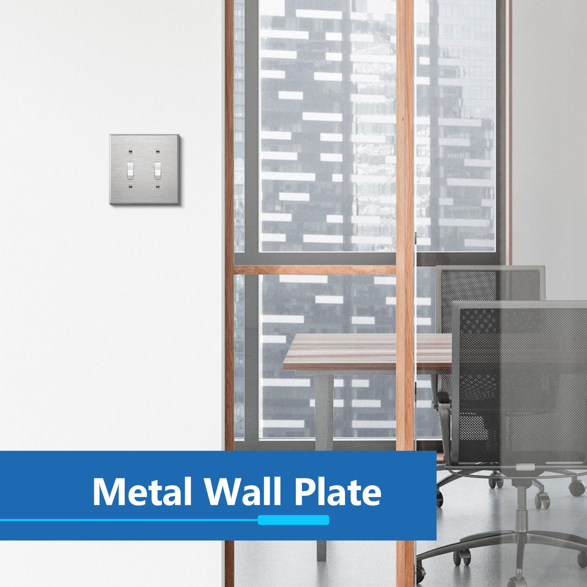 Toggle Light Switch Metal Wall Plate, Stainless Steel Switch Cover, Corrosion Resistant, 2-Gang, Mid-Size