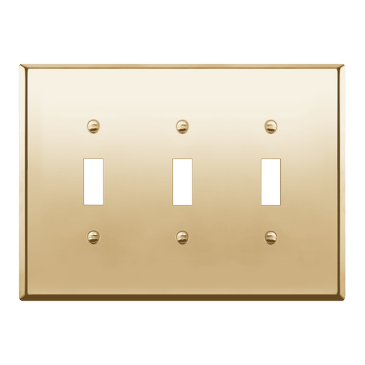 Toggle Light Switch Metal Wall Plate, Stainless Steel Switch Cover, Corrosion Resistant, 3-Gang, Mid-Size