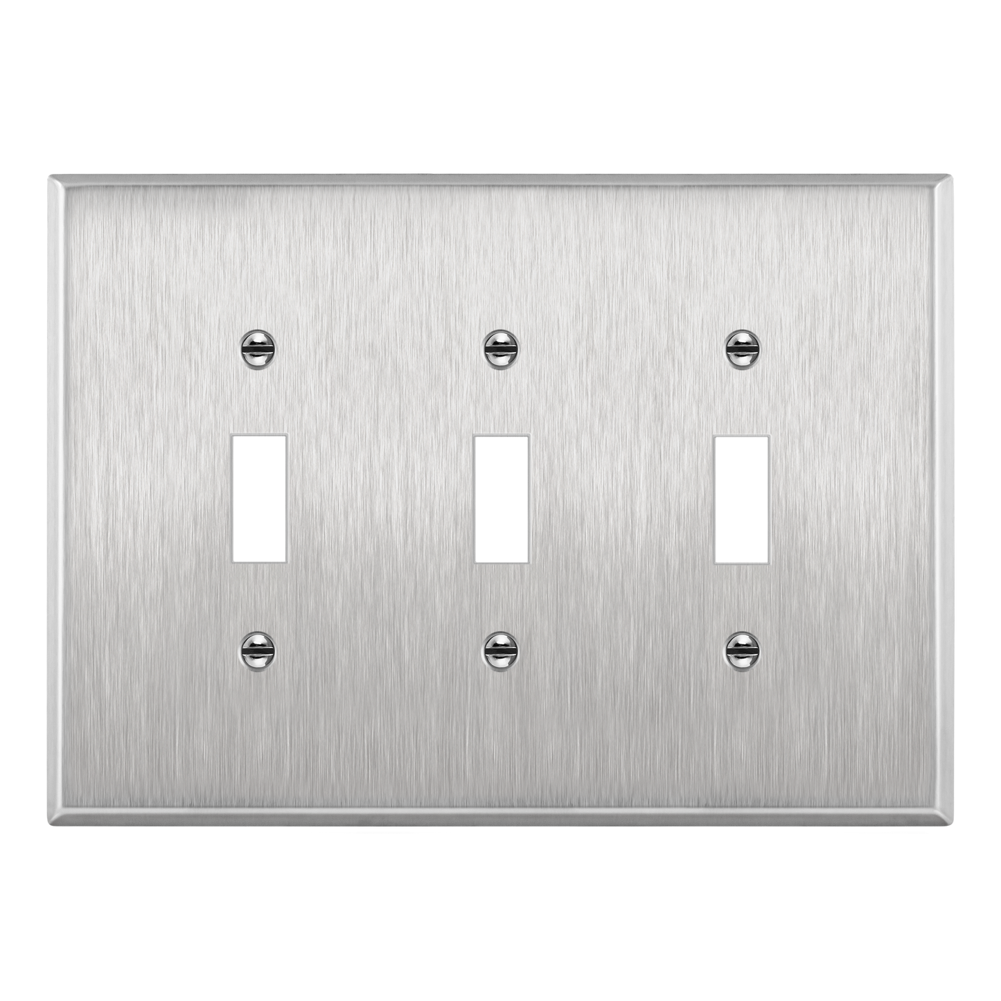Toggle Light Switch Metal Wall Plate, Stainless Steel Switch Cover, Corrosion Resistant, 3-Gang, Mid-Size
