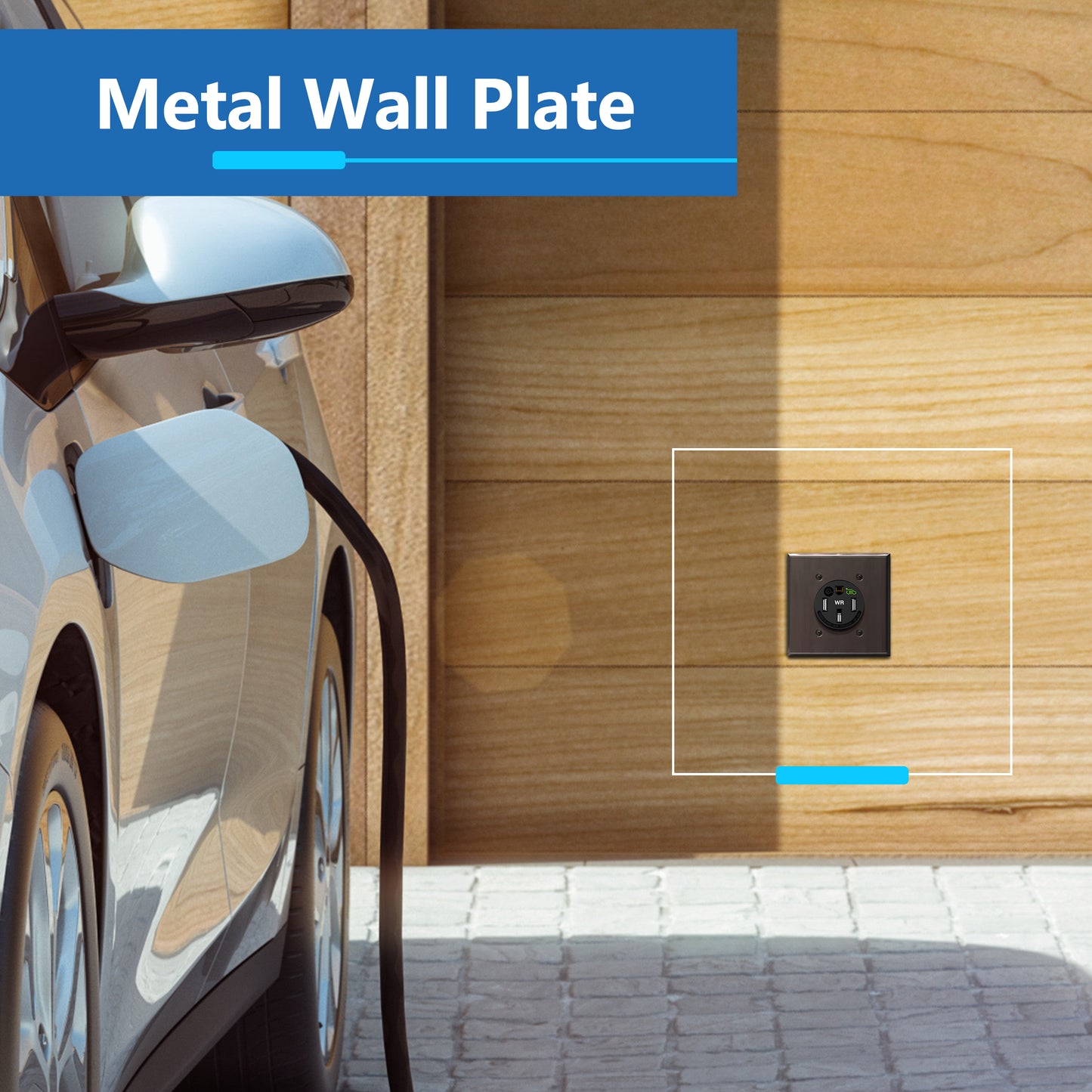 NEMA 14-50R Single Receptacle Wall Plate, Heavy Duty, Stainless Steel, Corrosive Resistant, EV Charger Outlet Cover, 1-Gang