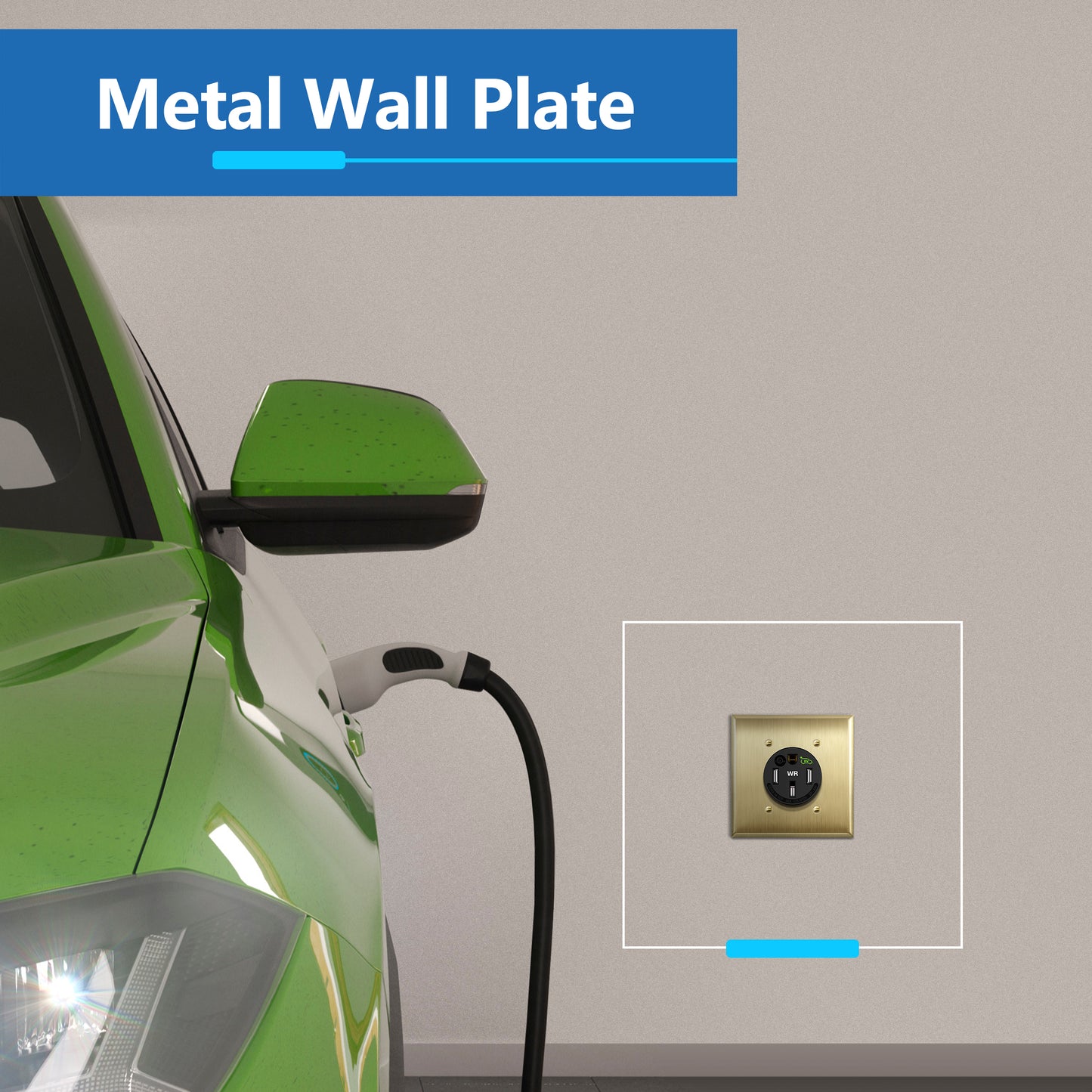 NEMA 14-50R Single Receptacle Wall Plate, Heavy Duty, Stainless Steel, Corrosive Resistant, EV Charger Outlet Cover, 1-Gang