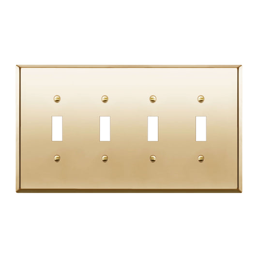 Toggle Light Switch Metal Wall Plate, Stainless Steel Switch Cover, Corrosion Resistant, 4-Gang, Mid-Size