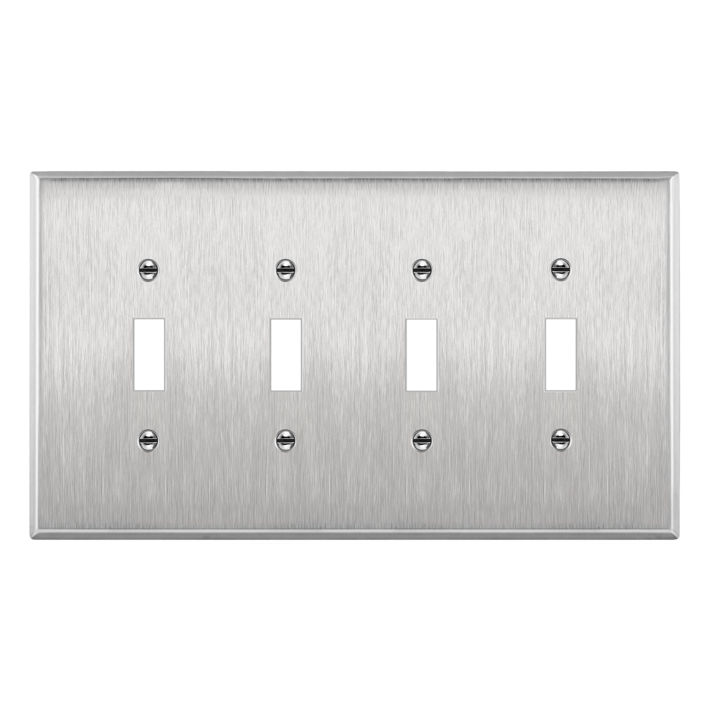 Toggle Light Switch Metal Wall Plate, Stainless Steel Switch Cover, Corrosion Resistant, 4-Gang, Mid-Size