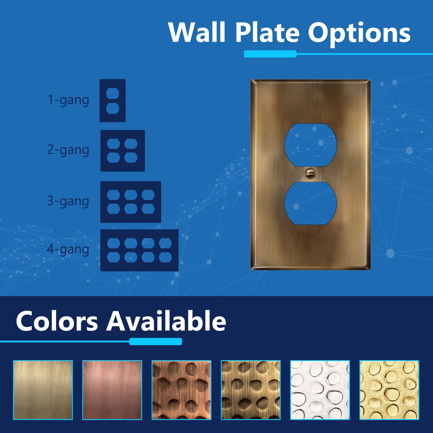 Duplex Receptacle Metal Wall Plate, Stainless Steel Outlet Cover, Corrosion Resistant, 1-Gang, Mid-Size