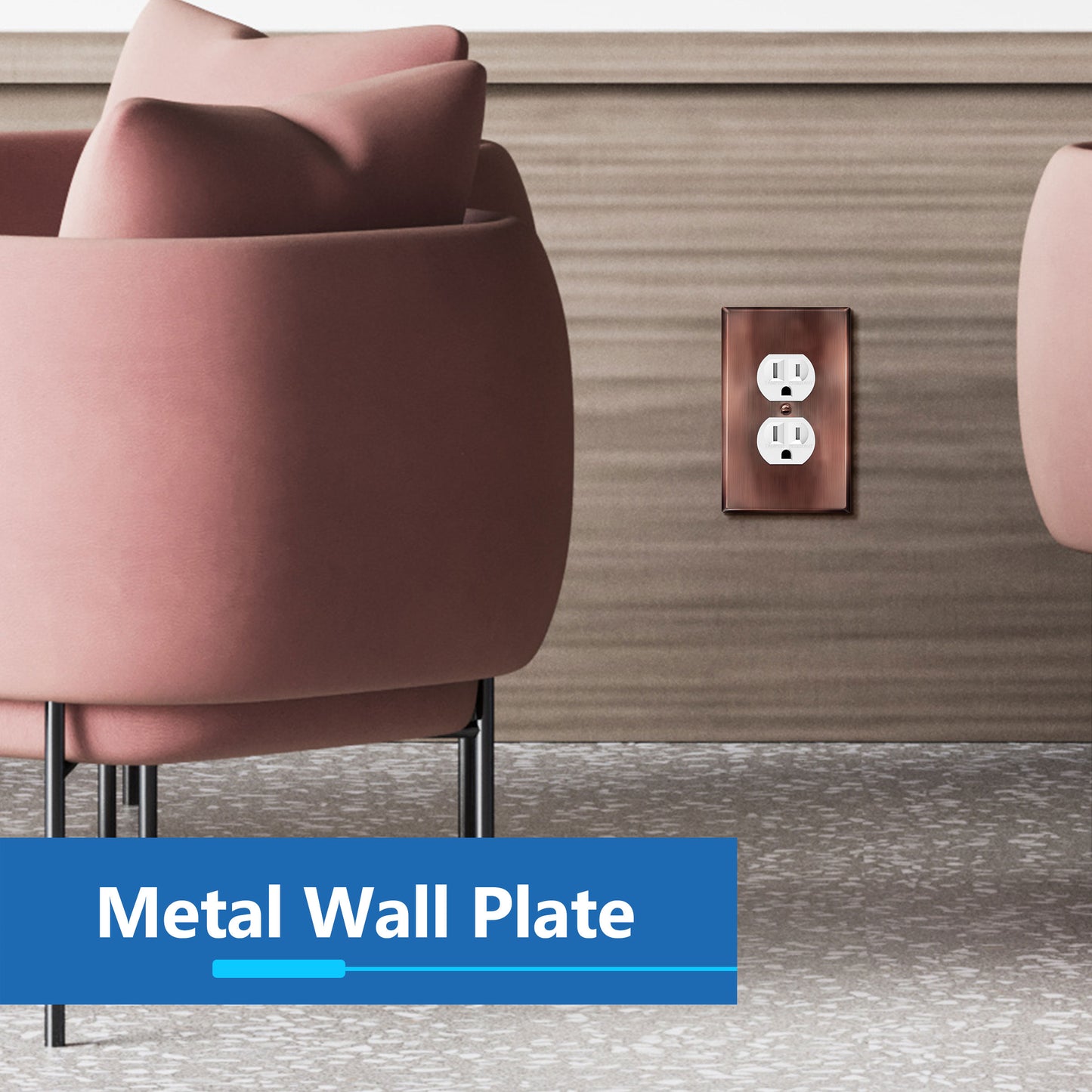 Duplex Receptacle Metal Wall Plate, Stainless Steel Outlet Cover, Corrosion Resistant, 1-Gang, Mid-Size
