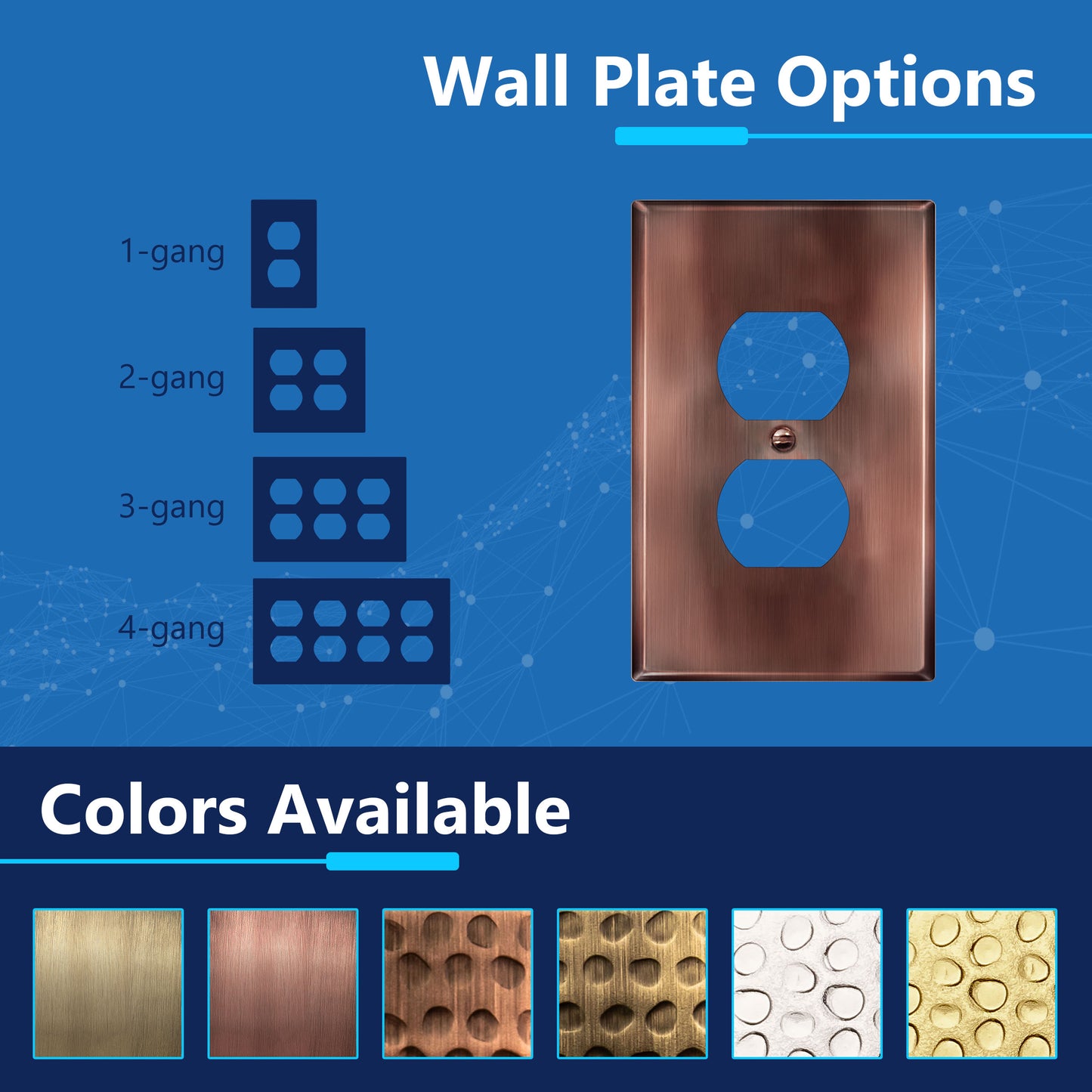 Duplex Receptacle Metal Wall Plate, Stainless Steel Outlet Cover, Corrosion Resistant, 1-Gang, Mid-Size