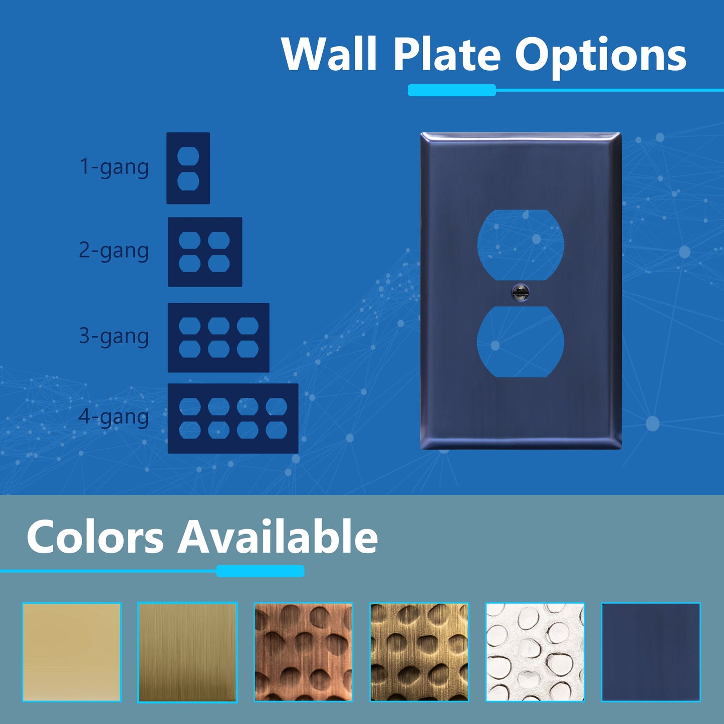 Duplex Receptacle Metal Wall Plate, Stainless Steel Outlet Cover, Corrosion Resistant, 1-Gang, Mid-Size