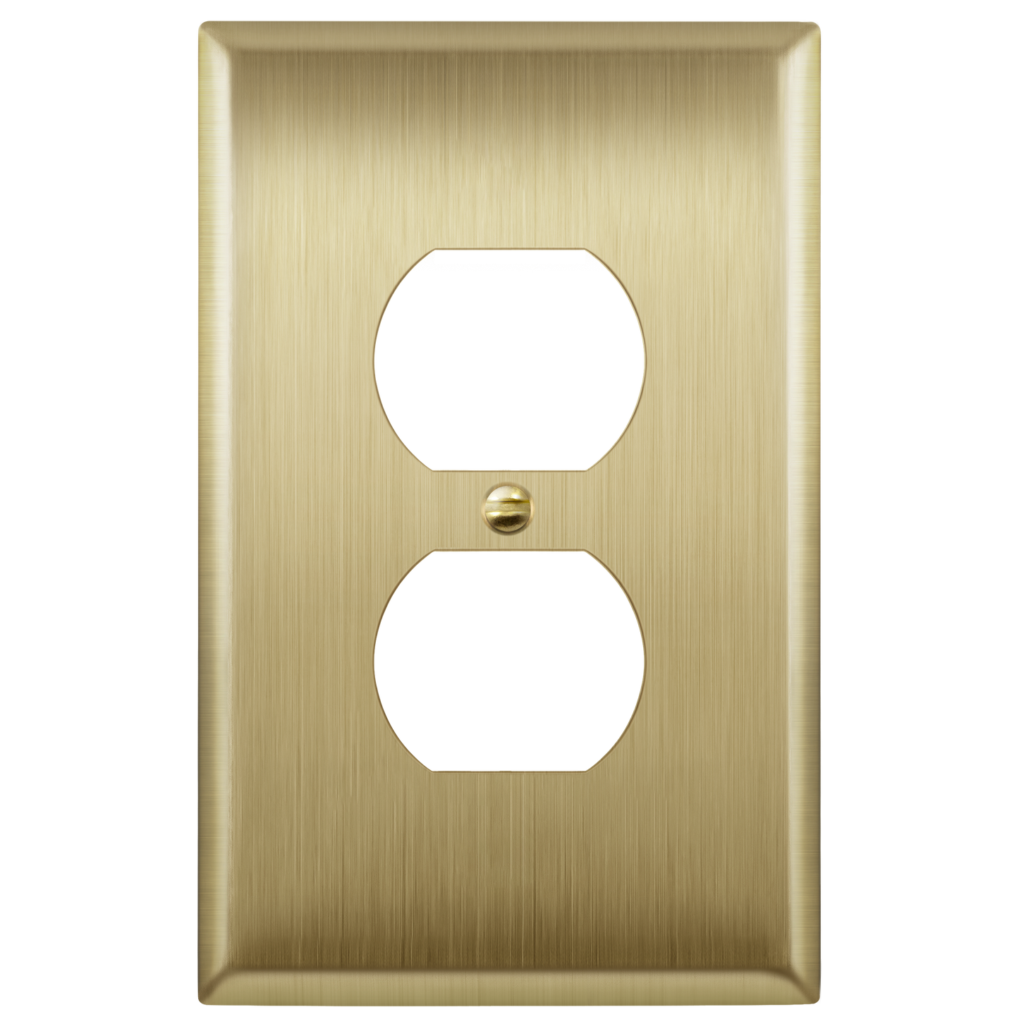 Duplex Receptacle Metal Wall Plate, Stainless Steel Outlet Cover, Corrosion Resistant, 1-Gang, Mid-Size