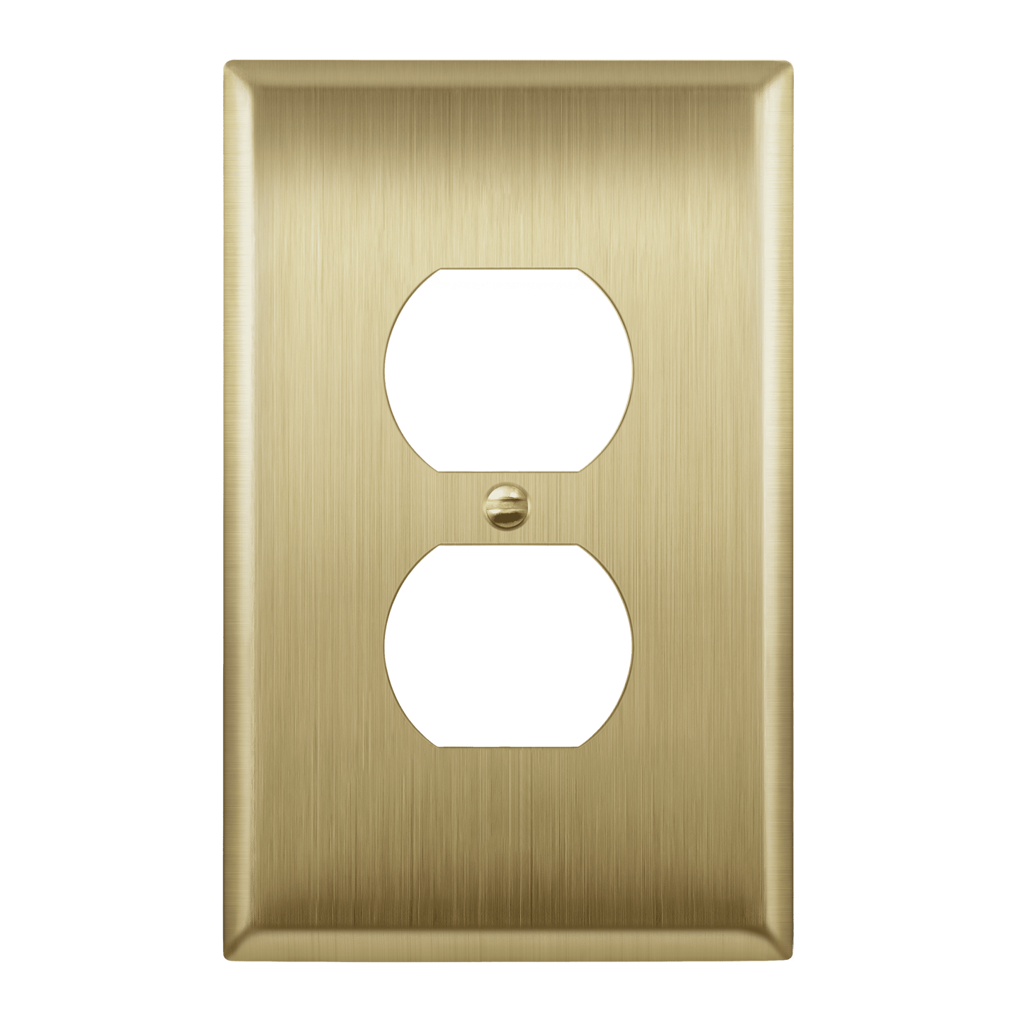 Duplex Receptacle Metal Wall Plate, Stainless Steel Outlet Cover, Corrosion Resistant, 1-Gang, Mid-Size