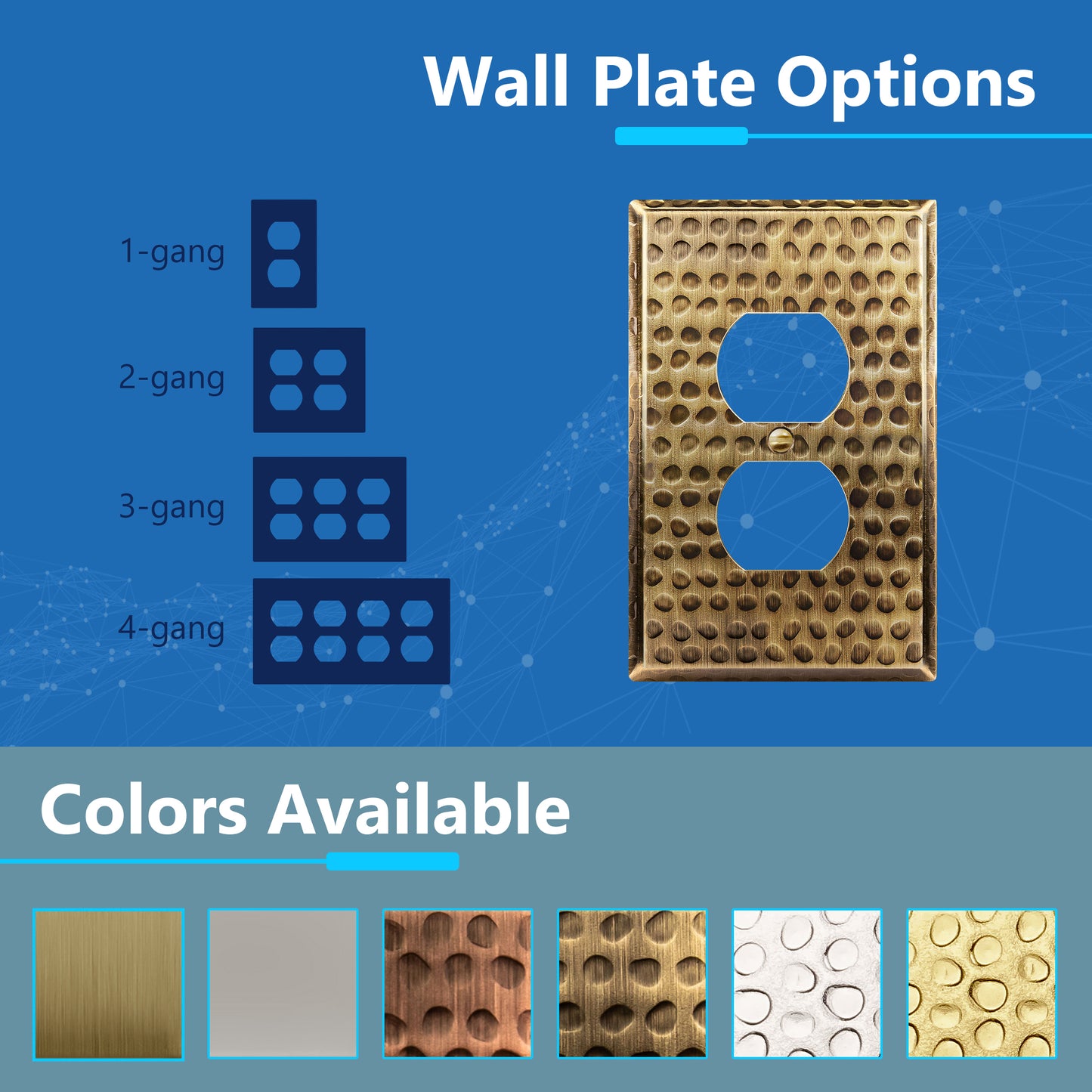 Duplex Receptacle Metal Wall Plate, Stainless Steel Outlet Cover, Corrosion Resistant, 1-Gang, Mid-Size