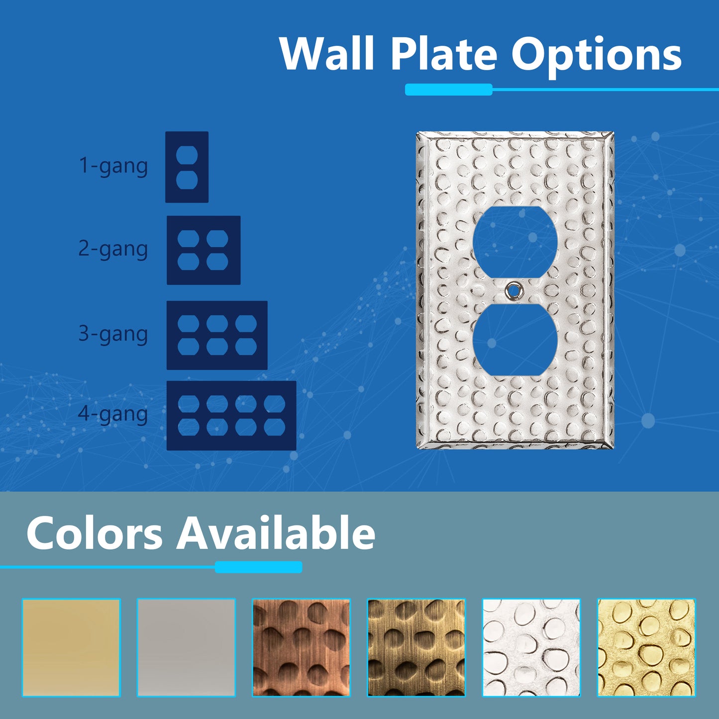 Duplex Receptacle Metal Wall Plate, Stainless Steel Outlet Cover, Corrosion Resistant, 1-Gang, Mid-Size