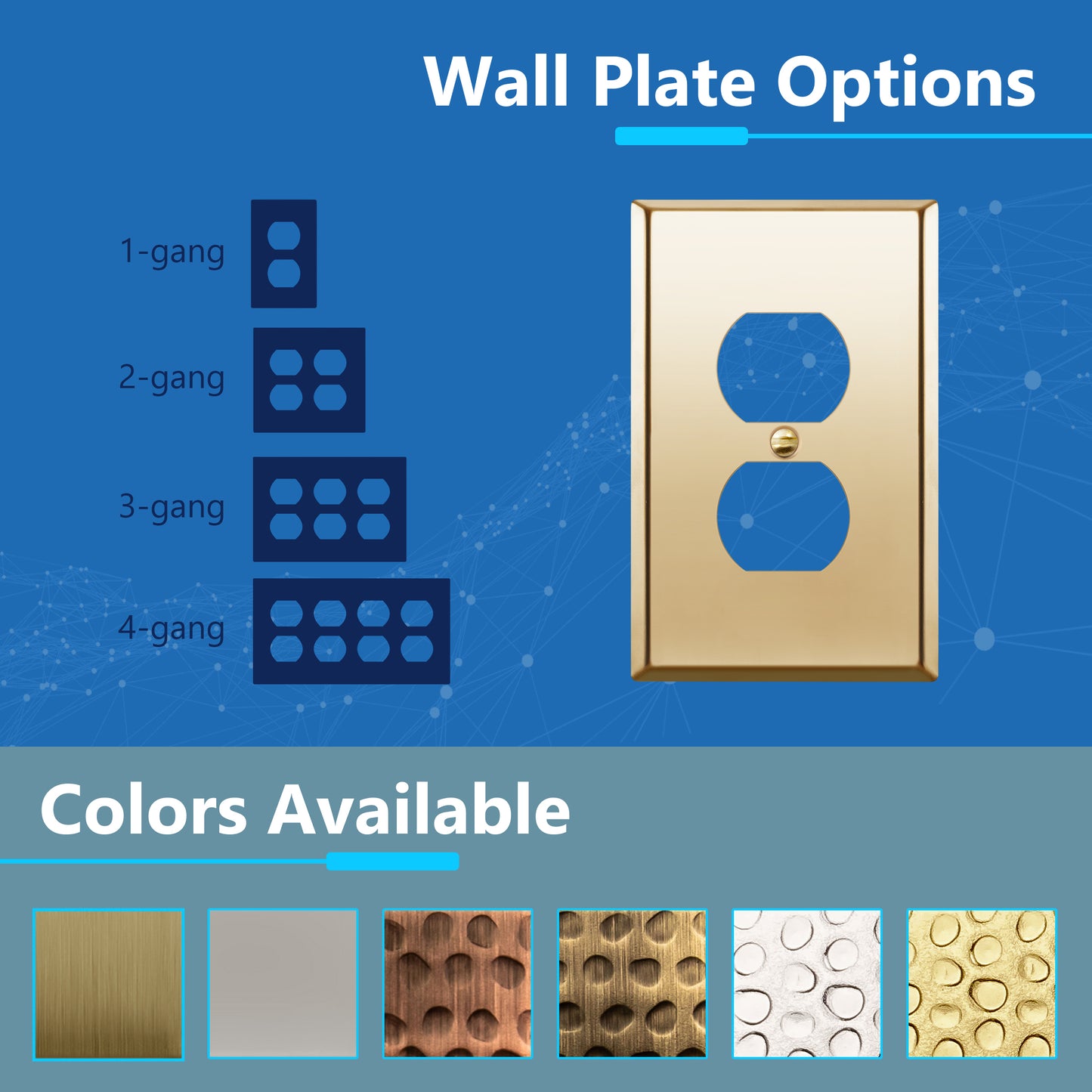 Duplex Receptacle Metal Wall Plate, Stainless Steel Outlet Cover, Corrosion Resistant, 1-Gang, Mid-Size