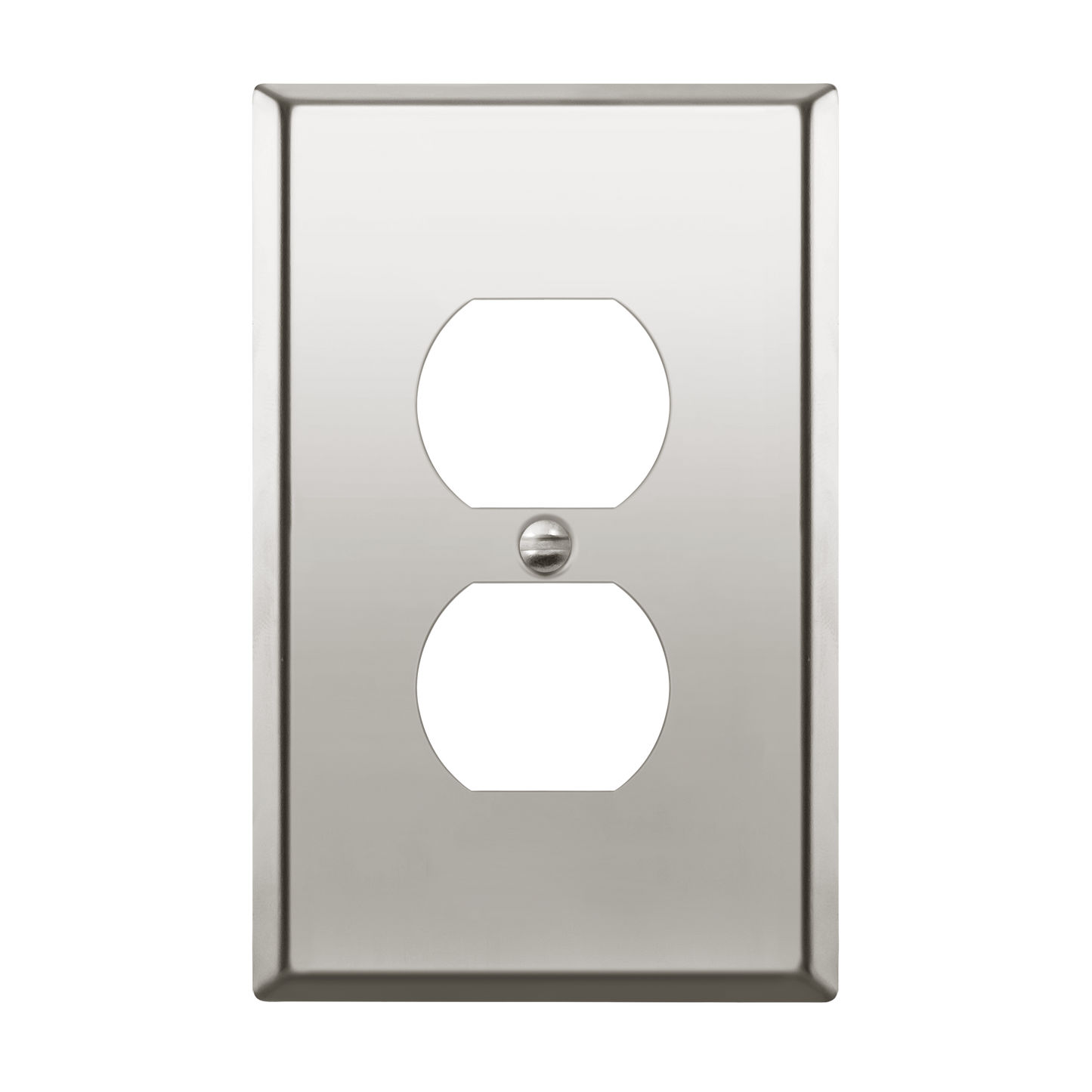 Duplex Receptacle Metal Wall Plate, Stainless Steel Outlet Cover, Corrosion Resistant, 1-Gang, Mid-Size