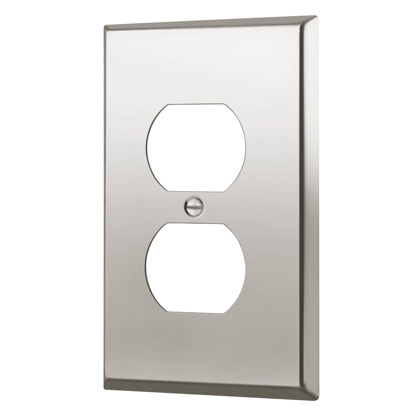 Duplex Receptacle Metal Wall Plate, Stainless Steel Outlet Cover, Corrosion Resistant, 1-Gang, Mid-Size