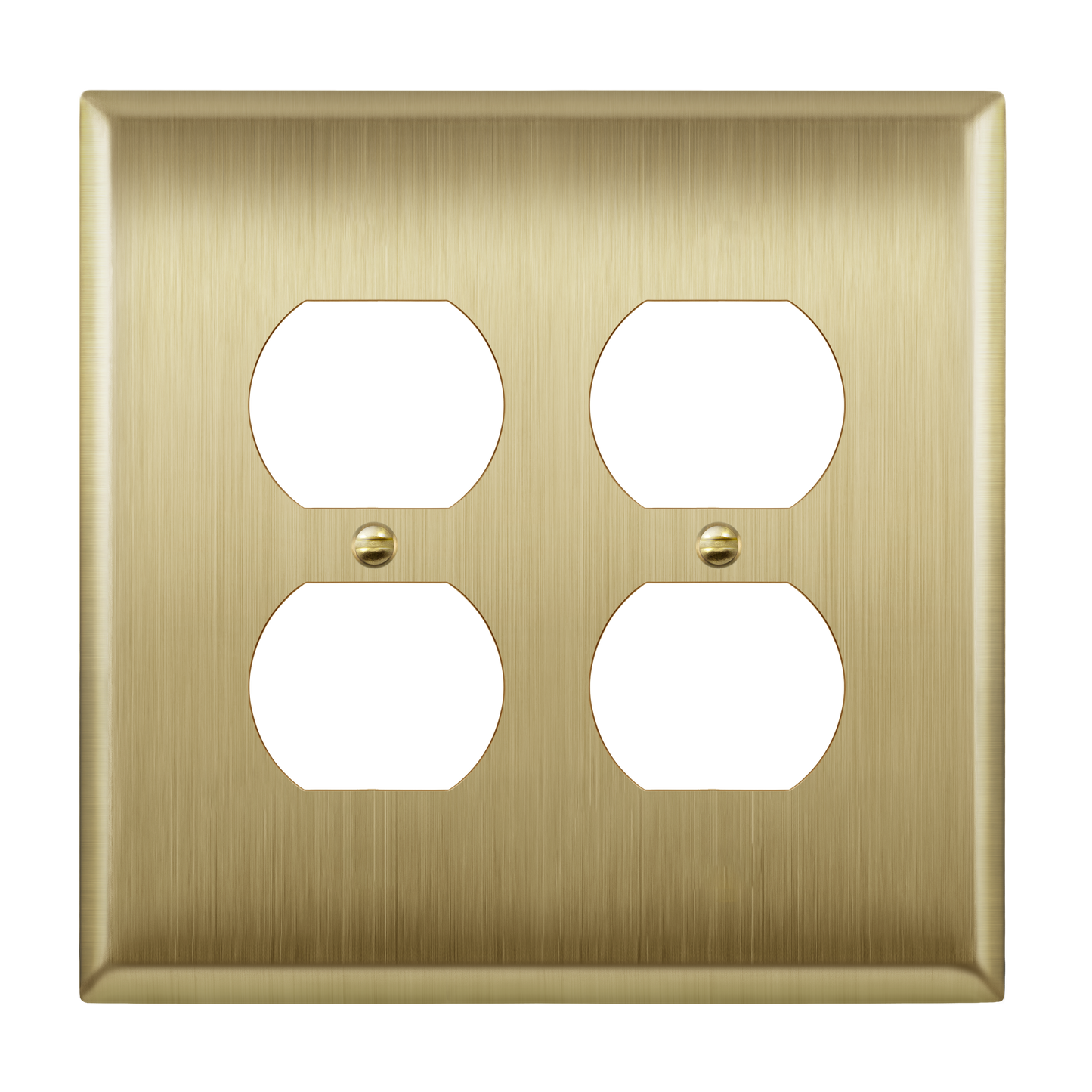 Duplex Receptacle Metal Wall Plate, Stainless Steel Outlet Cover, Corrosion Resistant, 2-Gang, Mid-Size