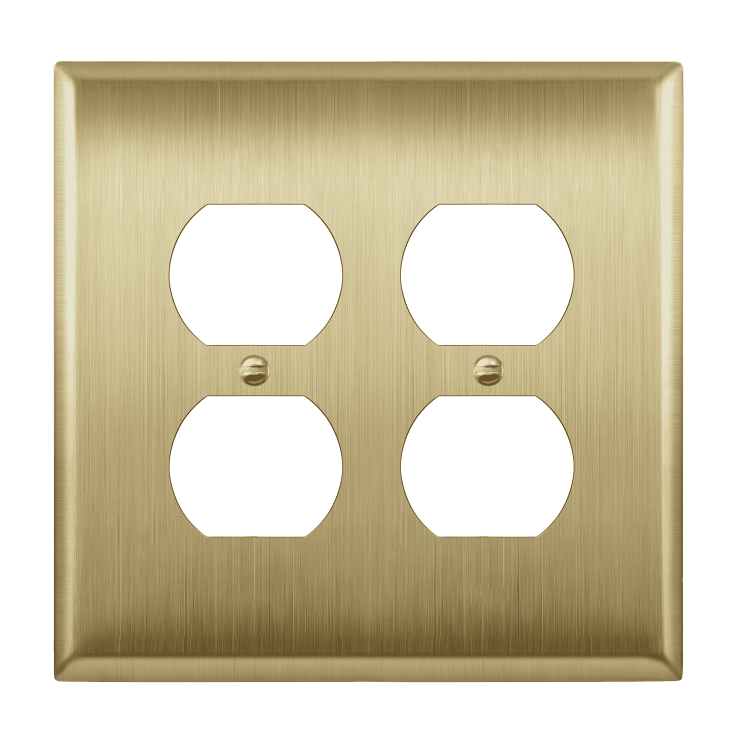 Duplex Receptacle Metal Wall Plate, Stainless Steel Outlet Cover, Corrosion Resistant, 2-Gang, Mid-Size