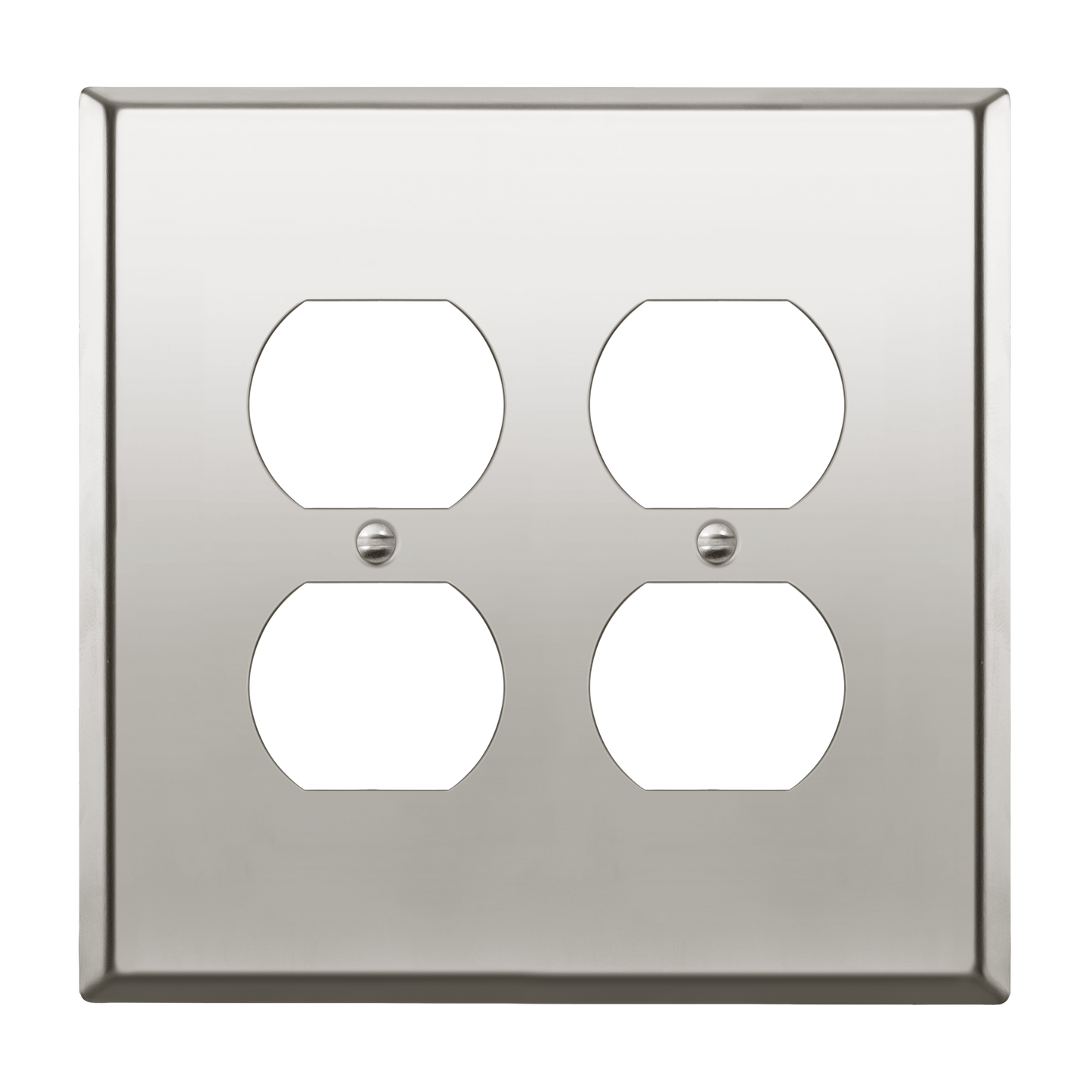 Duplex Receptacle Metal Wall Plate, Stainless Steel Outlet Cover, Corrosion Resistant, 2-Gang, Mid-Size