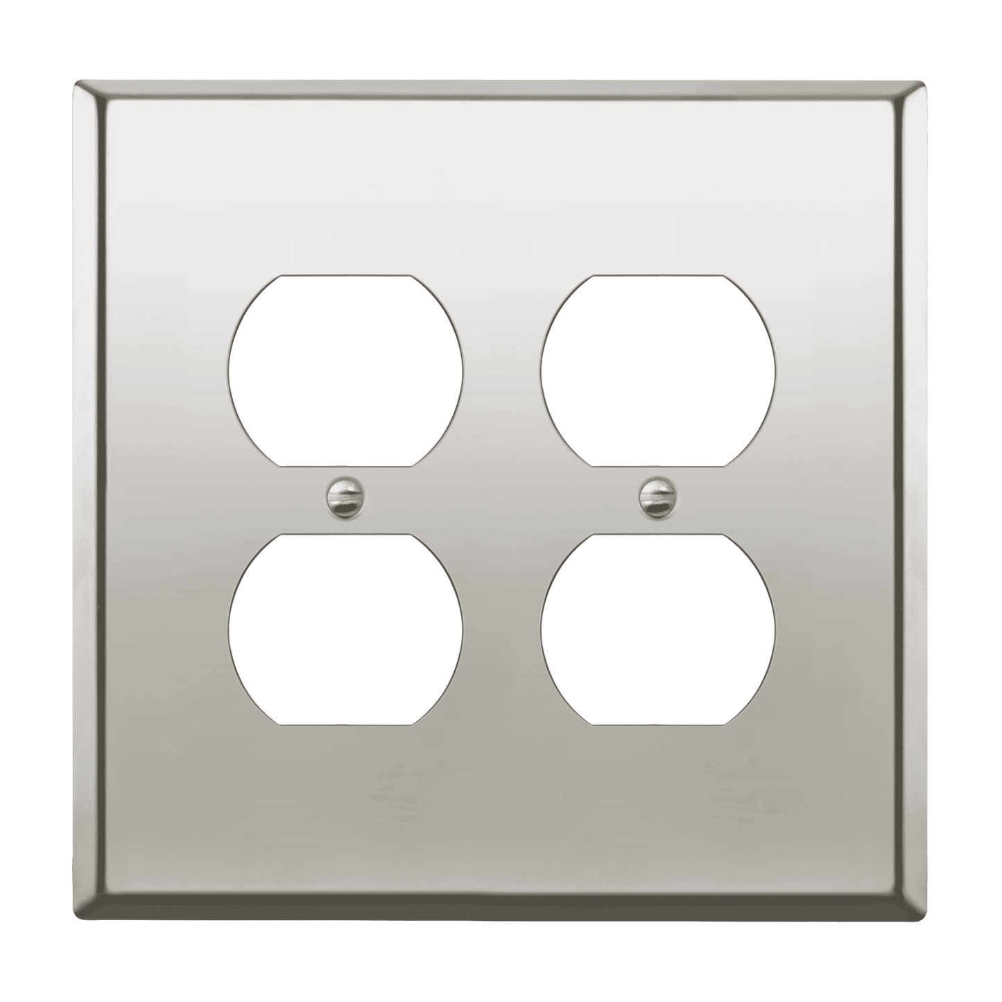 Duplex Receptacle Metal Wall Plate, Stainless Steel Outlet Cover, Corrosion Resistant, 2-Gang, Mid-Size