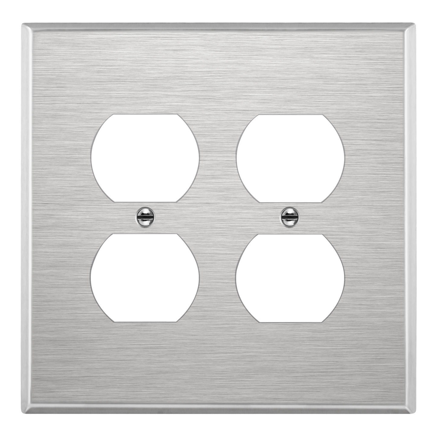 Duplex Receptacle Metal Wall Plate, Stainless Steel Outlet Cover, Corrosion Resistant, 2-Gang, Mid-Size