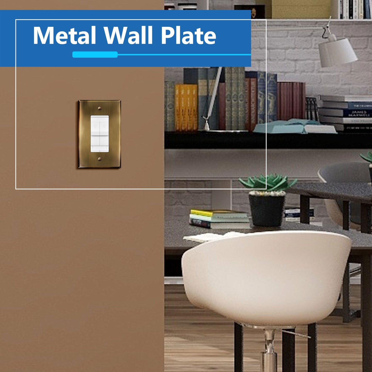 Decorator Switch or Receptacle Metal Wall Plate, Stainless Steel Outlet Cover, Corrosion Resistant, 1-Gang, Mid-Size