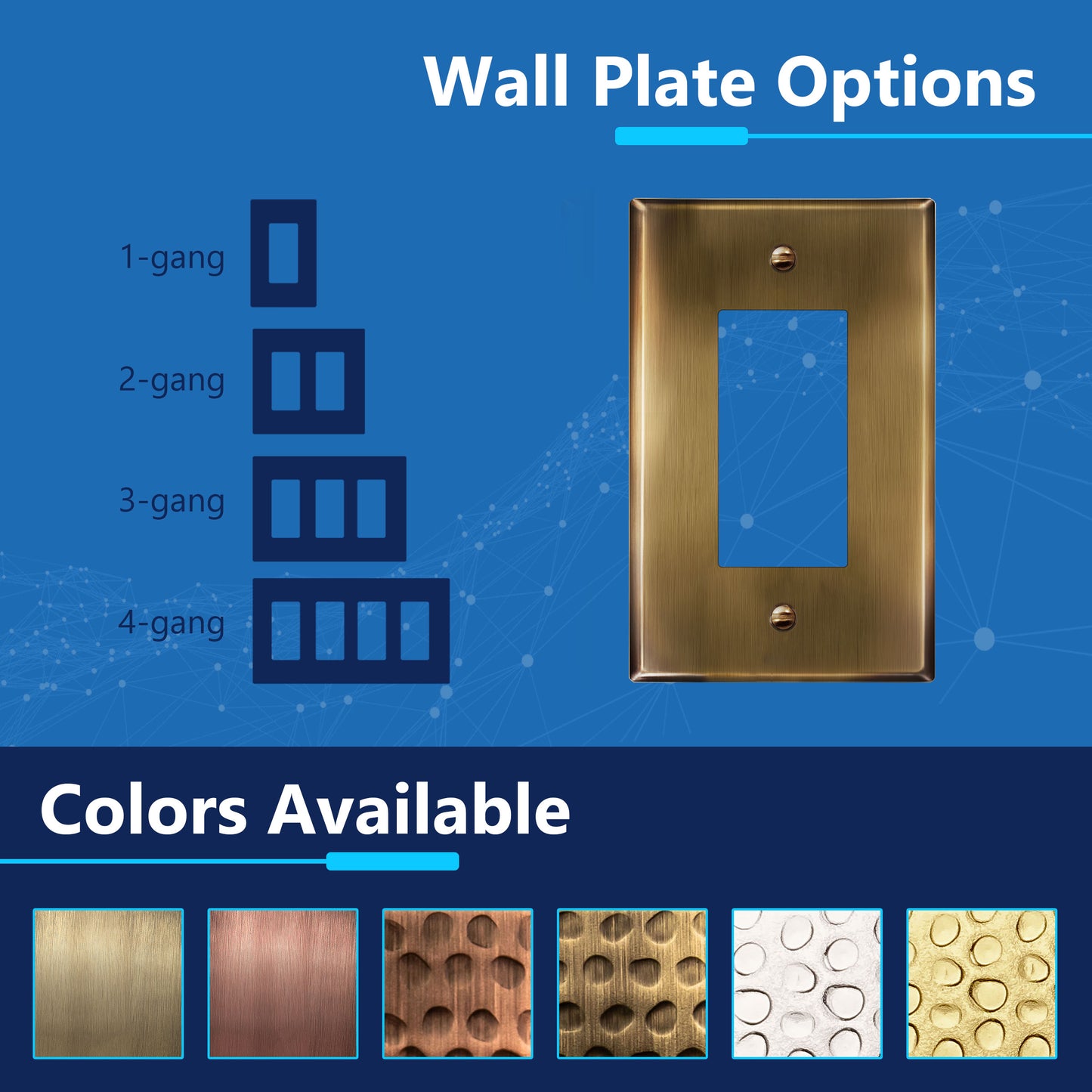 Decorator Switch or Receptacle Metal Wall Plate, Stainless Steel Outlet Cover, Corrosion Resistant, 1-Gang, Mid-Size