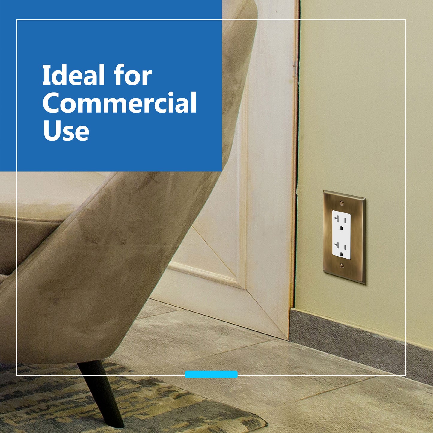 Decorator Switch or Receptacle Metal Wall Plate, Stainless Steel Outlet Cover, Corrosion Resistant, 1-Gang, Mid-Size