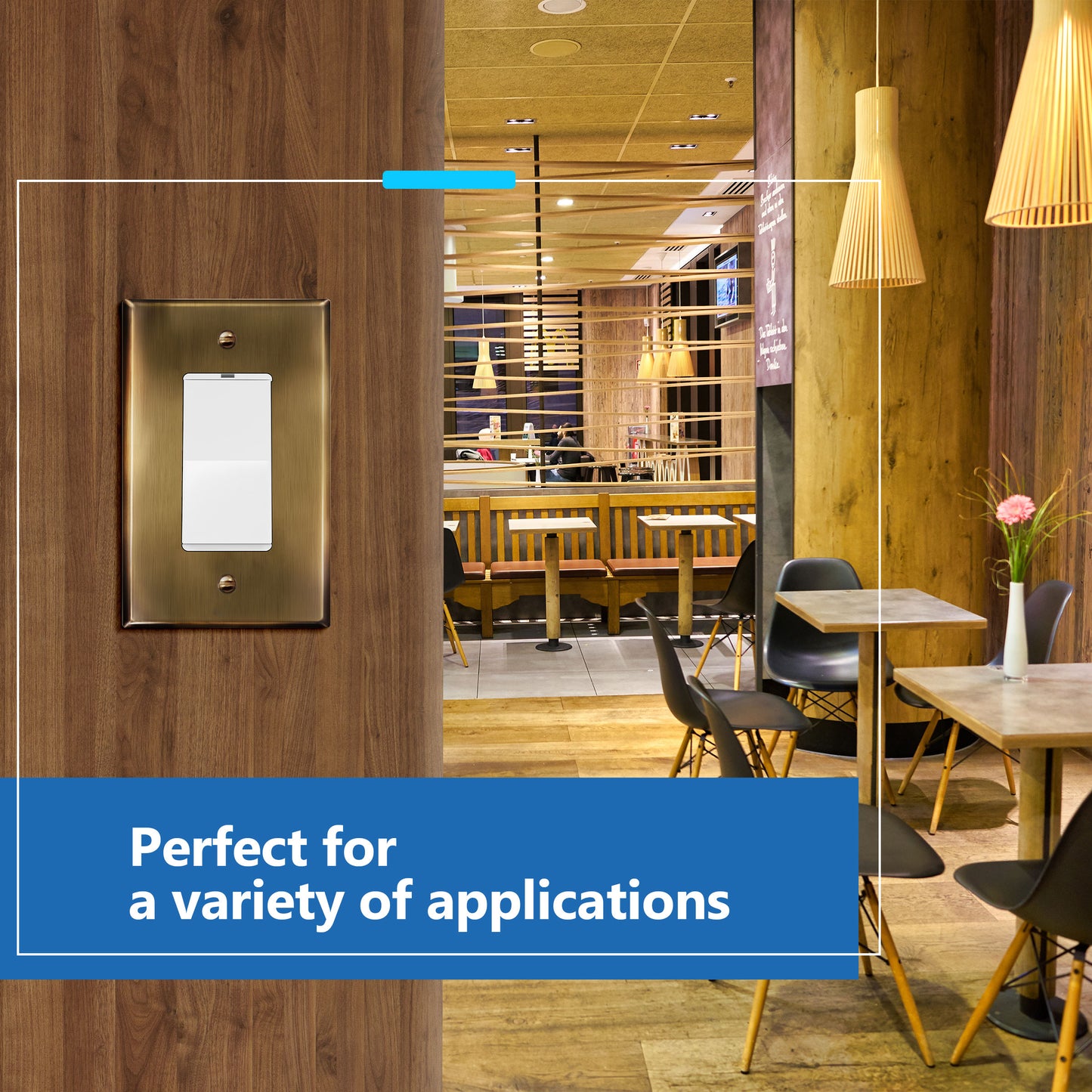 Decorator Switch or Receptacle Metal Wall Plate, Stainless Steel Outlet Cover, Corrosion Resistant, 1-Gang, Mid-Size