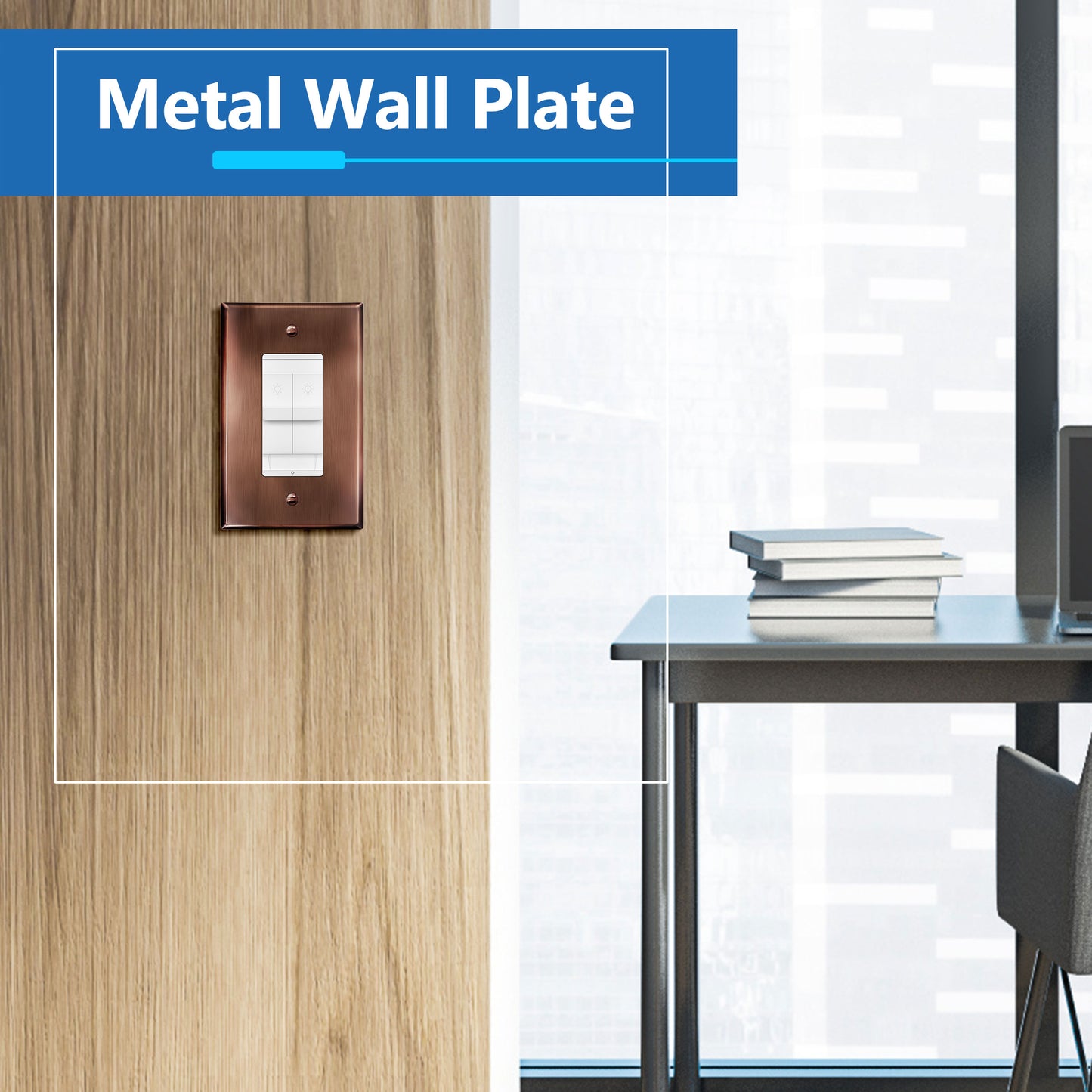 Decorator Switch or Receptacle Metal Wall Plate, Stainless Steel Outlet Cover, Corrosion Resistant, 1-Gang, Mid-Size