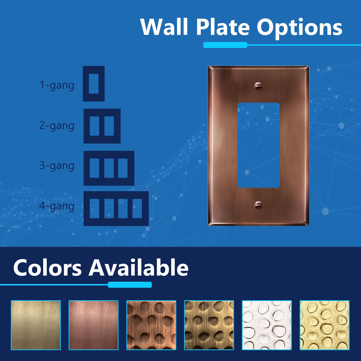 Decorator Switch or Receptacle Metal Wall Plate, Stainless Steel Outlet Cover, Corrosion Resistant, 1-Gang, Mid-Size