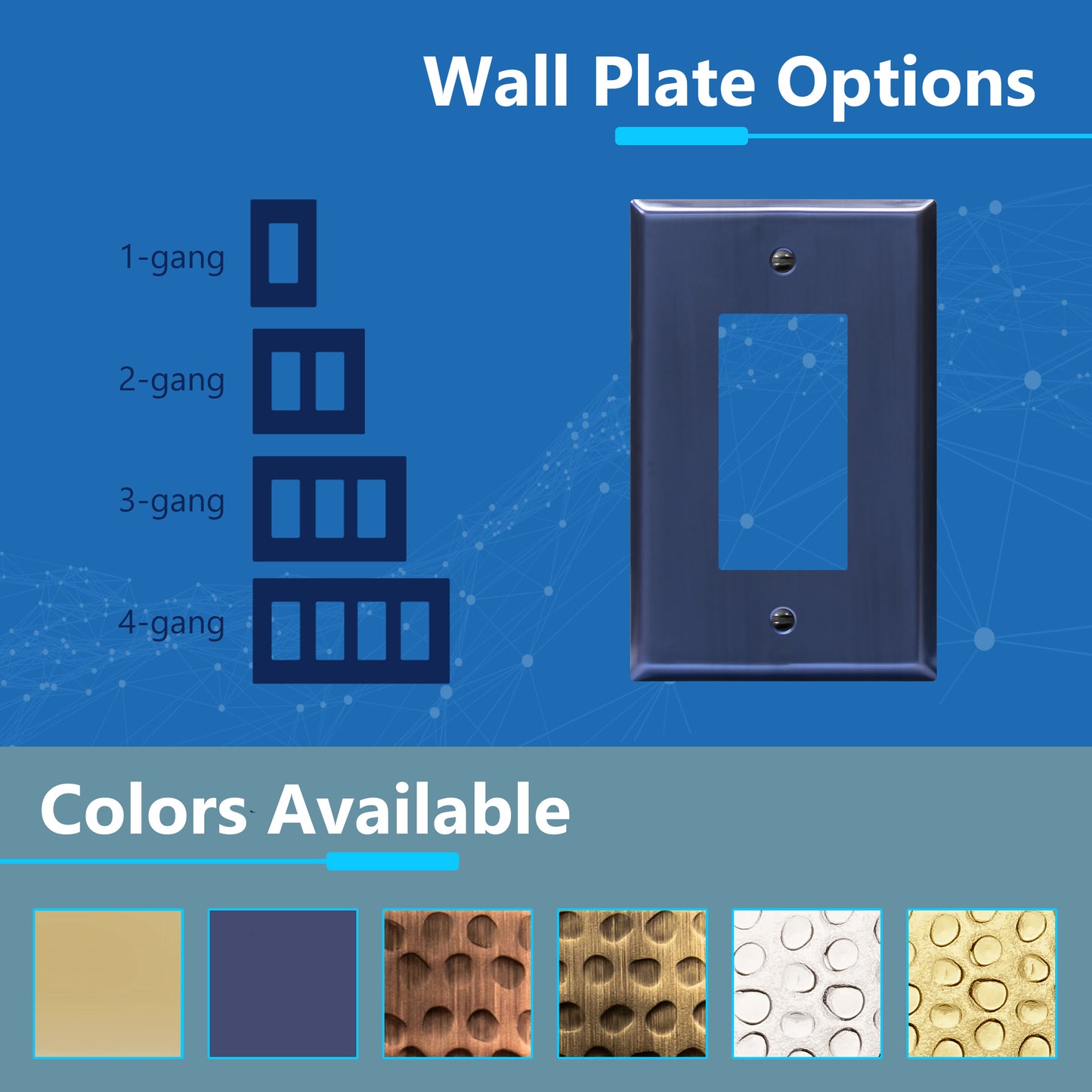 Decorator Switch or Receptacle Metal Wall Plate, Stainless Steel Outlet Cover, Corrosion Resistant, 1-Gang, Mid-Size