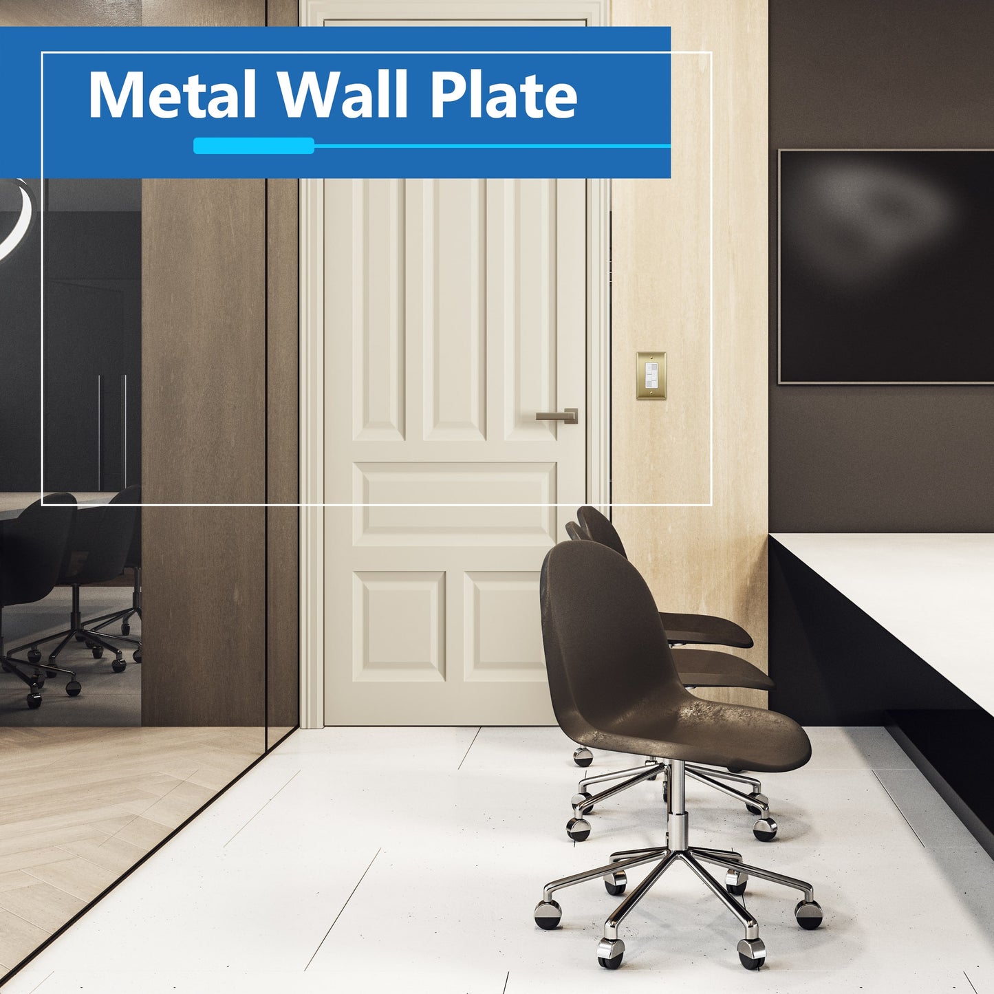 Decorator Switch or Receptacle Metal Wall Plate, Stainless Steel Outlet Cover, Corrosion Resistant, 1-Gang, Mid-Size