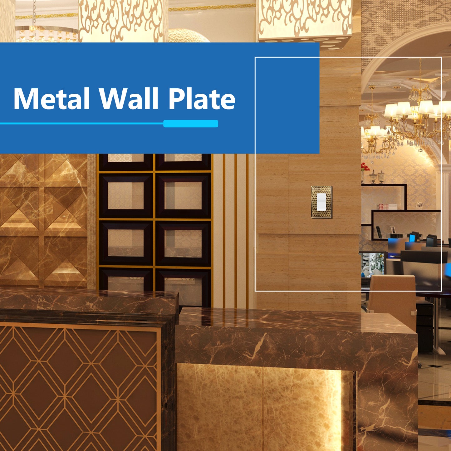 Decorator Switch or Receptacle Metal Wall Plate, Stainless Steel Outlet Cover, Corrosion Resistant, 1-Gang, Mid-Size