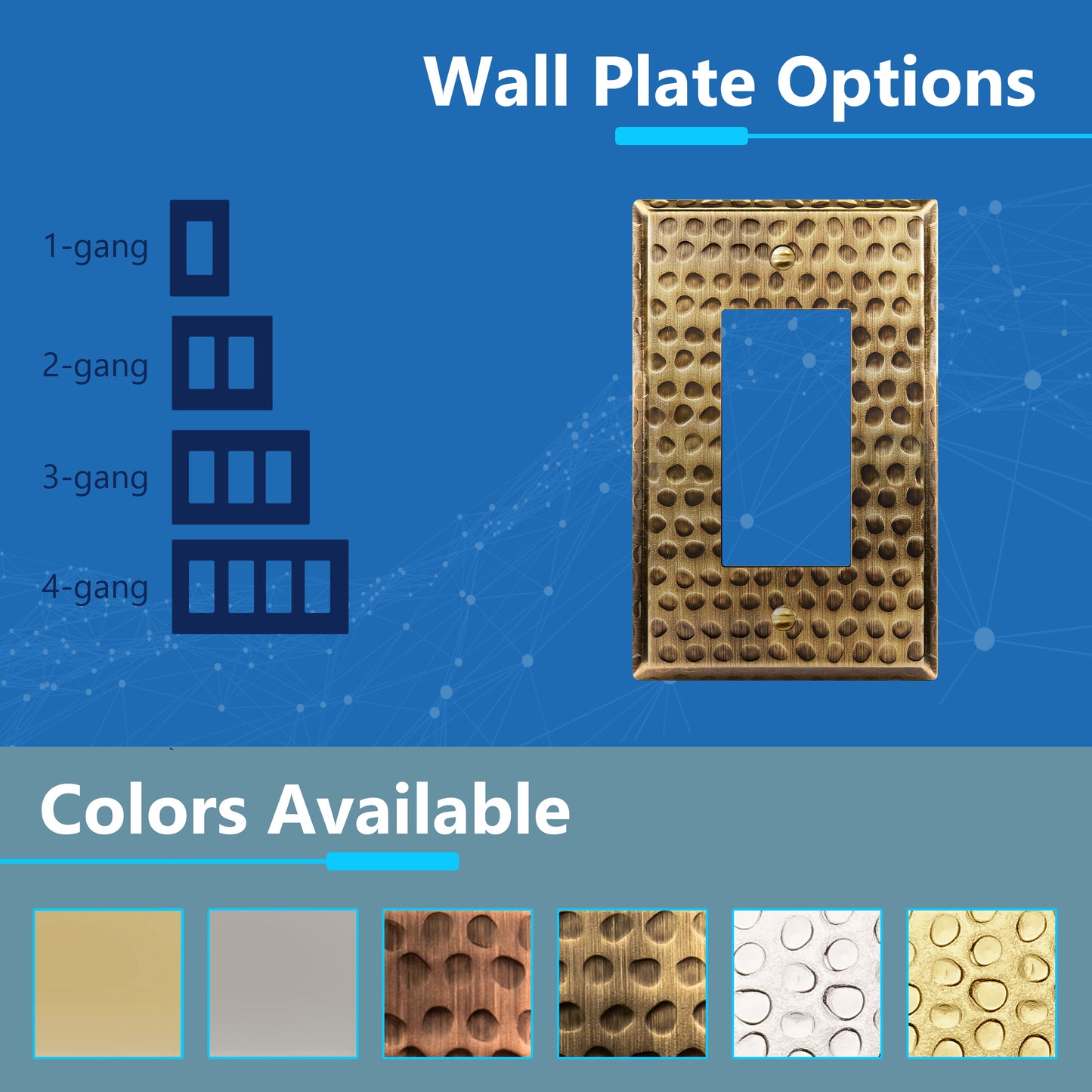 Decorator Switch or Receptacle Metal Wall Plate, Stainless Steel Outlet Cover, Corrosion Resistant, 1-Gang, Mid-Size