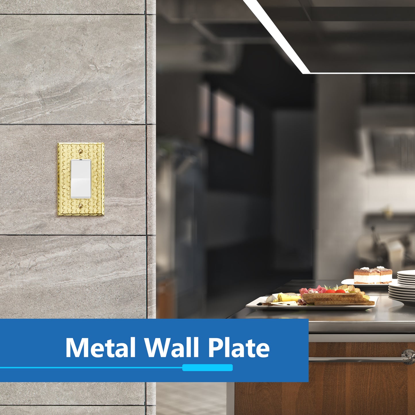 Decorator Switch or Receptacle Metal Wall Plate, Stainless Steel Outlet Cover, Corrosion Resistant, 1-Gang, Mid-Size