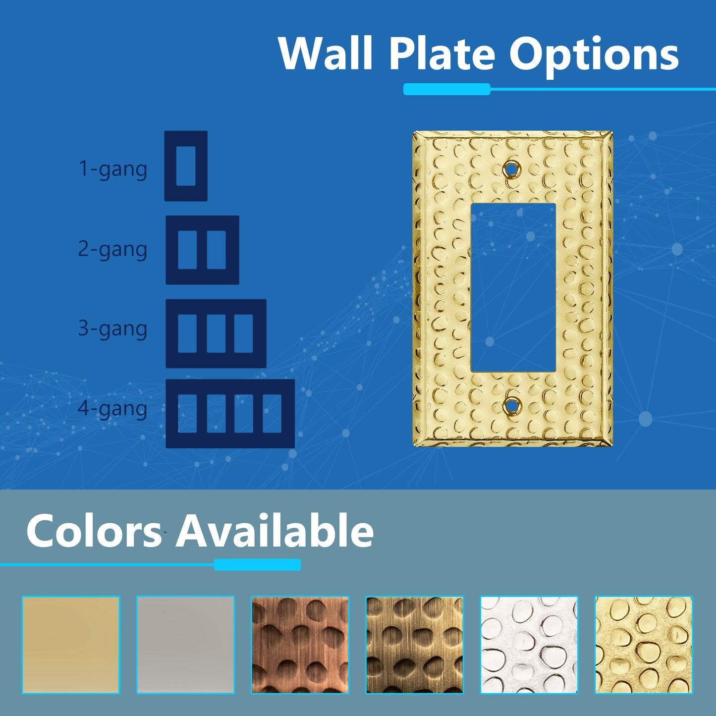 Decorator Switch or Receptacle Metal Wall Plate, Stainless Steel Outlet Cover, Corrosion Resistant, 1-Gang, Mid-Size