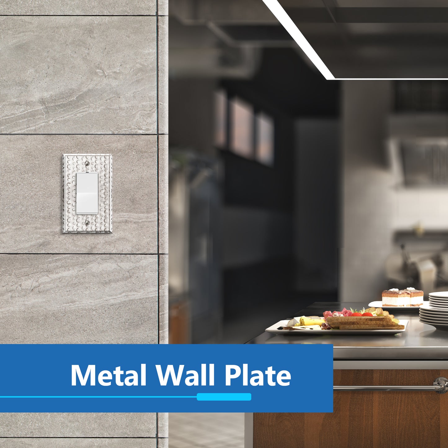 Decorator Switch or Receptacle Metal Wall Plate, Stainless Steel Outlet Cover, Corrosion Resistant, 1-Gang, Mid-Size