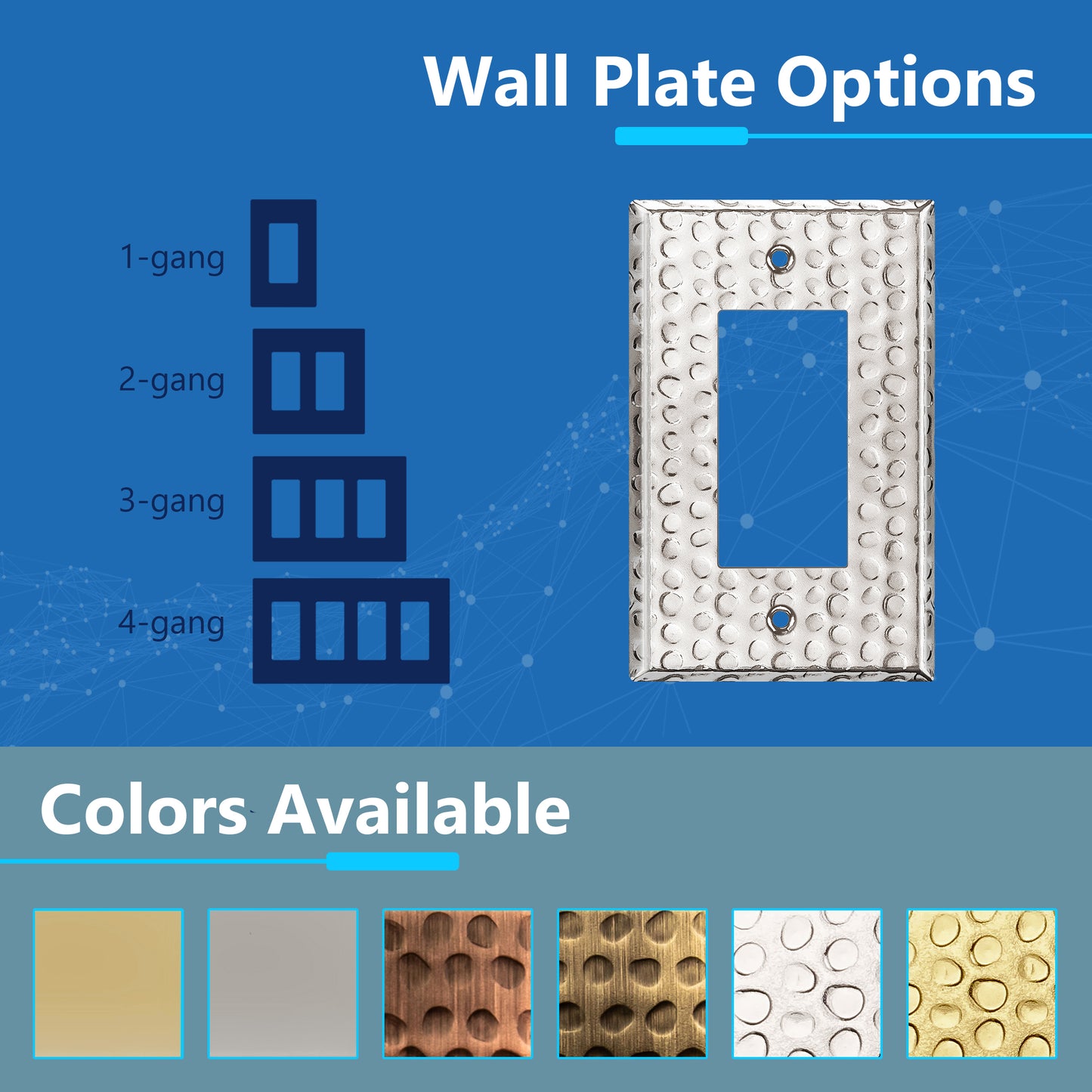 Decorator Switch or Receptacle Metal Wall Plate, Stainless Steel Outlet Cover, Corrosion Resistant, 1-Gang, Mid-Size