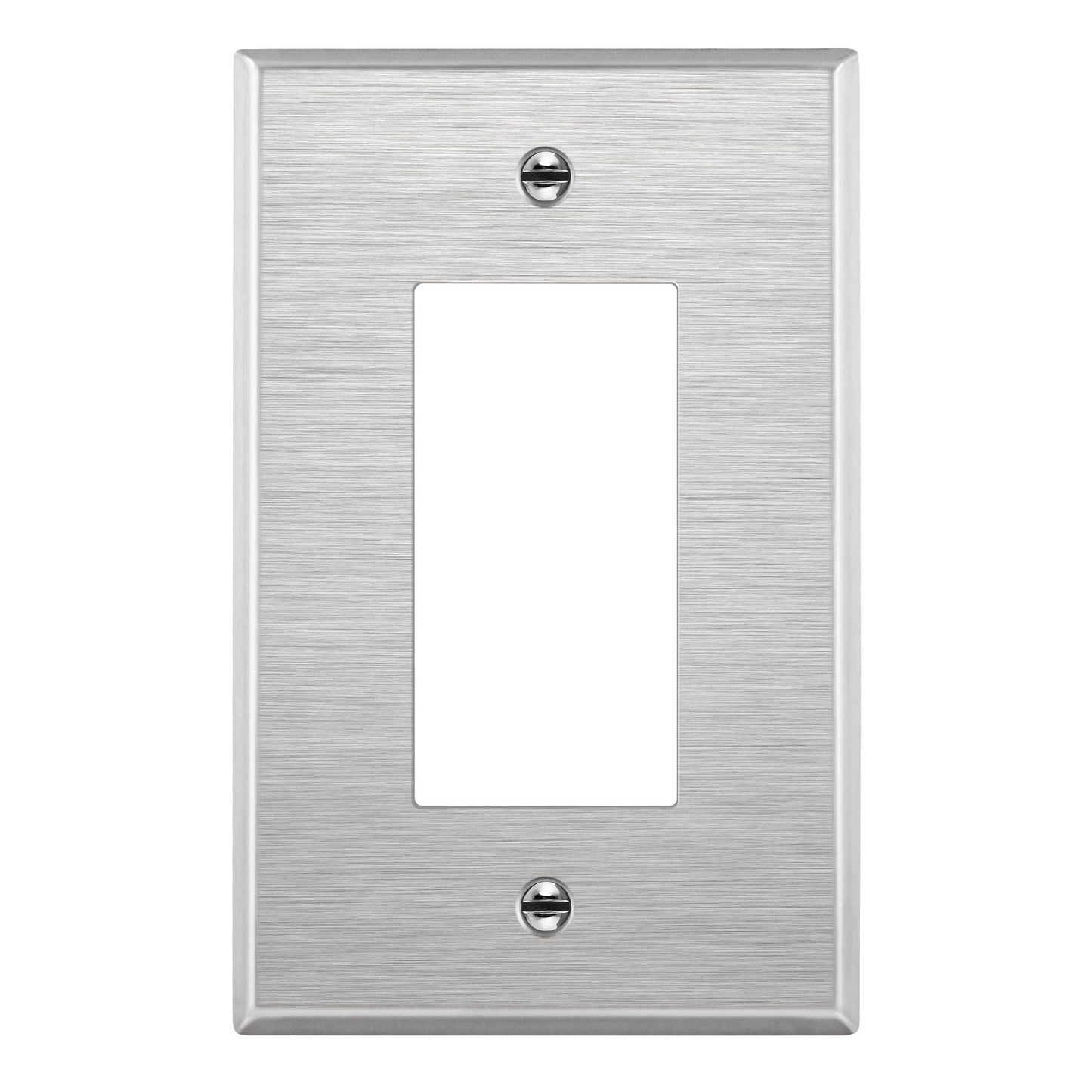 Decorator Switch or Receptacle Metal Wall Plate, Stainless Steel Outlet Cover, Corrosion Resistant, 1-Gang, Mid-Size