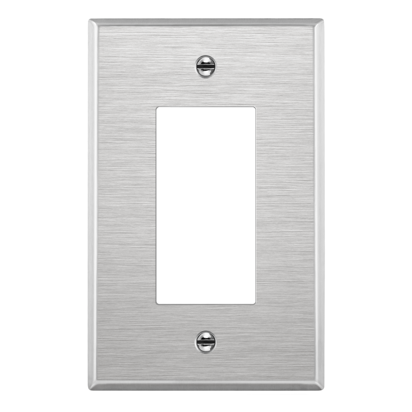 Decorator Switch or Receptacle Metal Wall Plate, Stainless Steel Outlet Cover, Corrosion Resistant, 1-Gang, Mid-Size