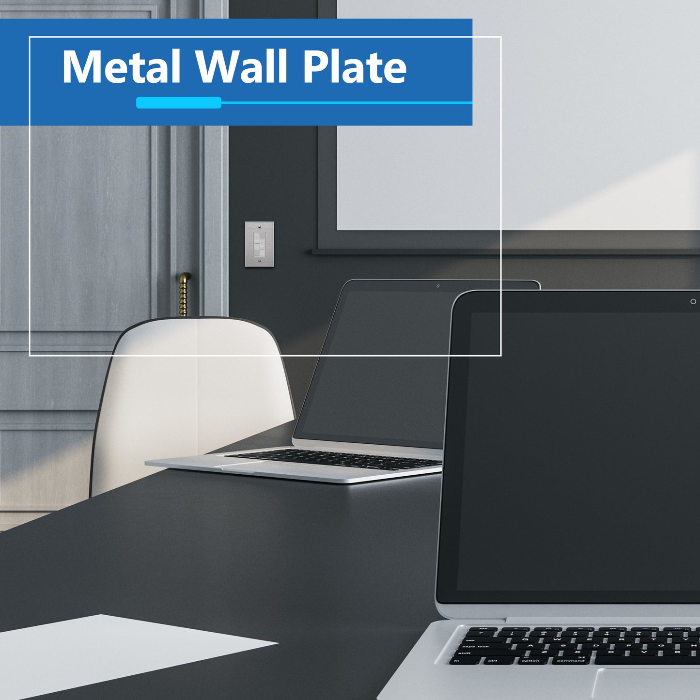 Decorator Switch or Receptacle Metal Wall Plate, Stainless Steel Outlet Cover, Corrosion Resistant, 1-Gang, Mid-Size