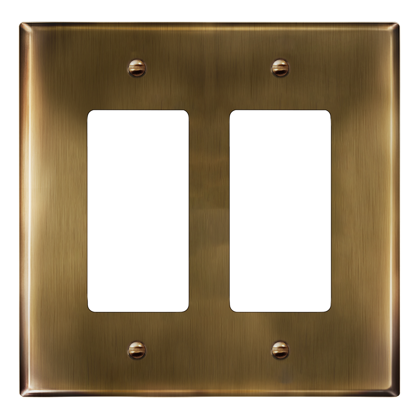 Decorator Switch or Receptacle Metal Wall Plate, Stainless Steel Outlet Cover, Corrosion Resistant, 2-Gang, Mid-Size