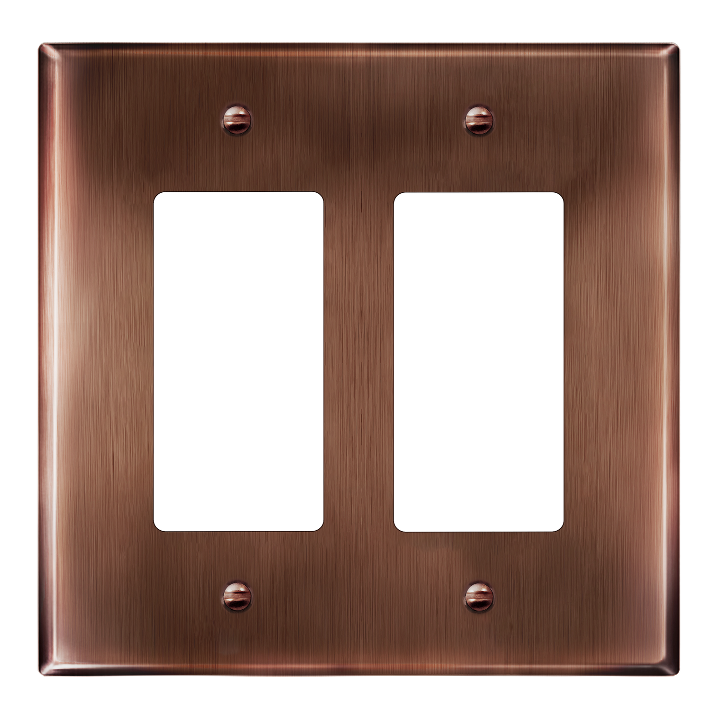 Decorator Switch or Receptacle Metal Wall Plate, Stainless Steel Outlet Cover, Corrosion Resistant, 2-Gang, Mid-Size