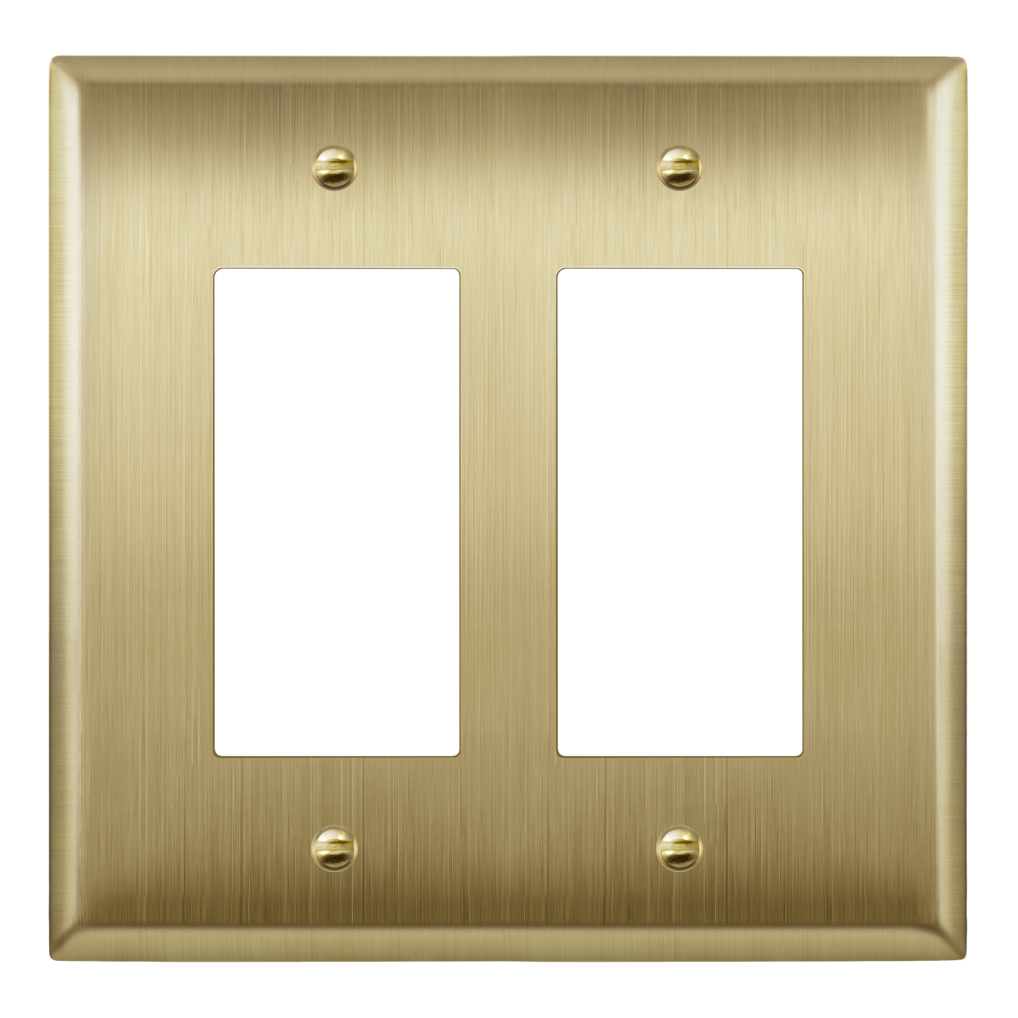 Decorator Switch or Receptacle Metal Wall Plate, Stainless Steel Outlet Cover, Corrosion Resistant, 2-Gang, Mid-Size