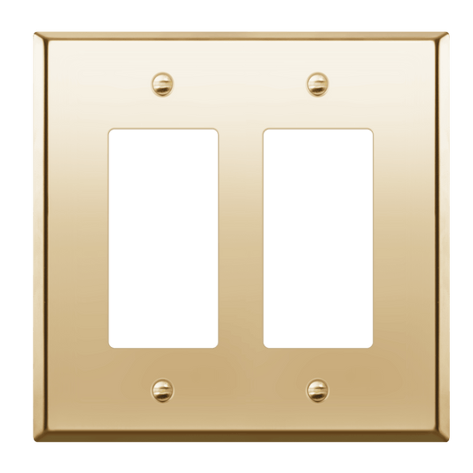 Decorator Switch or Receptacle Metal Wall Plate, Stainless Steel Outlet Cover, Corrosion Resistant, 2-Gang, Mid-Size