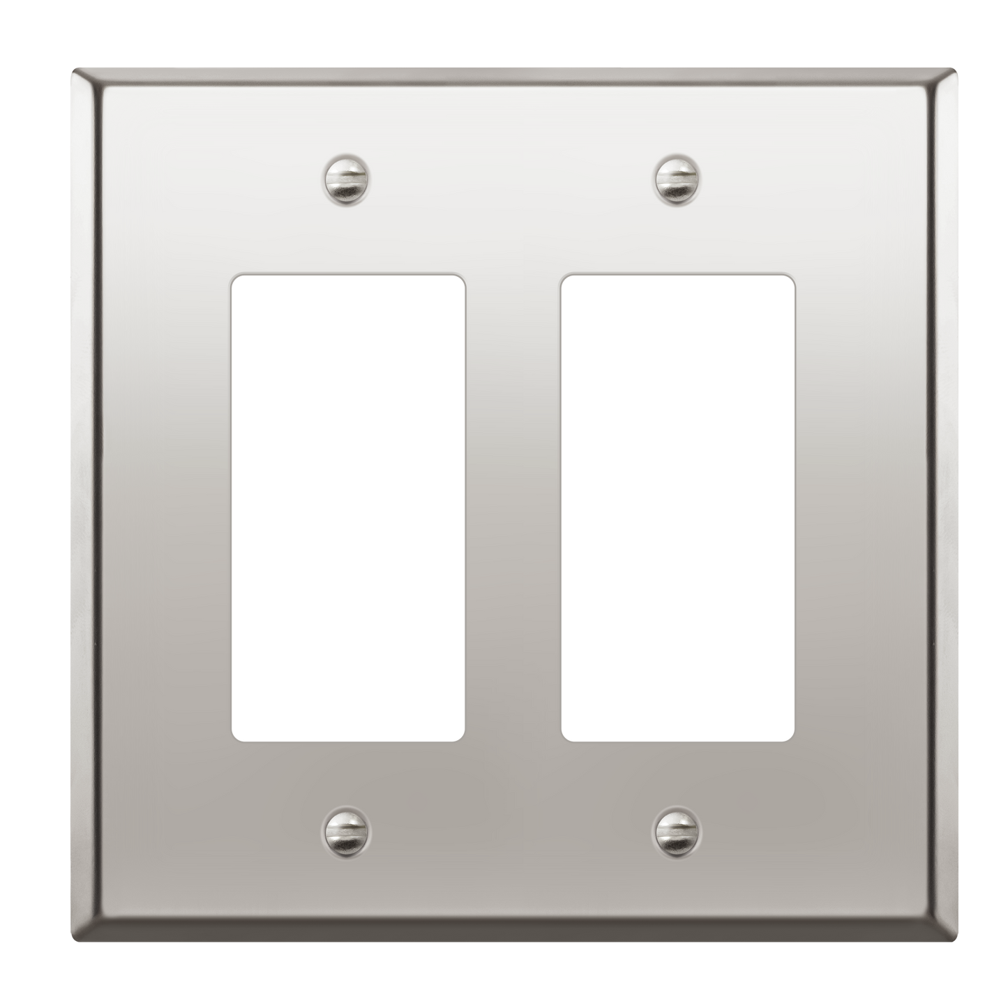 Decorator Switch or Receptacle Metal Wall Plate, Stainless Steel Outlet Cover, Corrosion Resistant, 2-Gang, Mid-Size