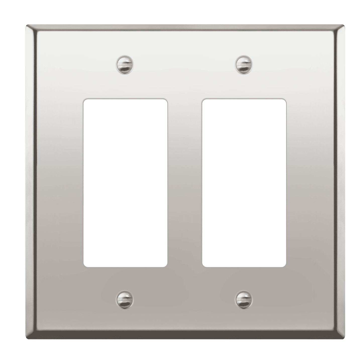 Decorator Switch or Receptacle Metal Wall Plate, Stainless Steel Outlet Cover, Corrosion Resistant, 2-Gang, Mid-Size