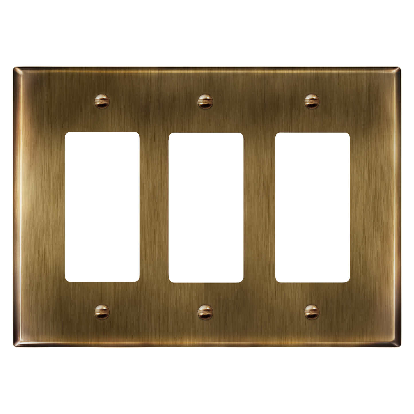 Decorator Switch or Receptacle Metal Wall Plate, Stainless Steel Outlet Cover, Corrosion Resistant, 3-Gang, Mid-Size