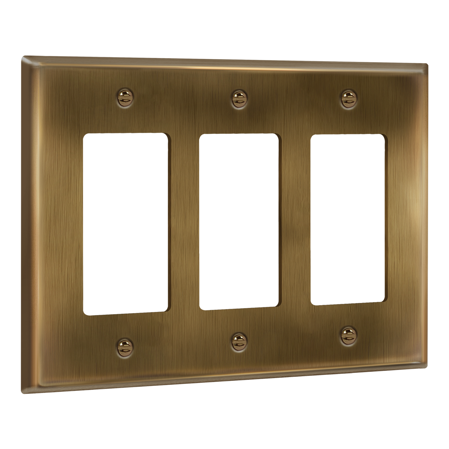 Decorator Switch or Receptacle Metal Wall Plate, Stainless Steel Outlet Cover, Corrosion Resistant, 3-Gang, Mid-Size
