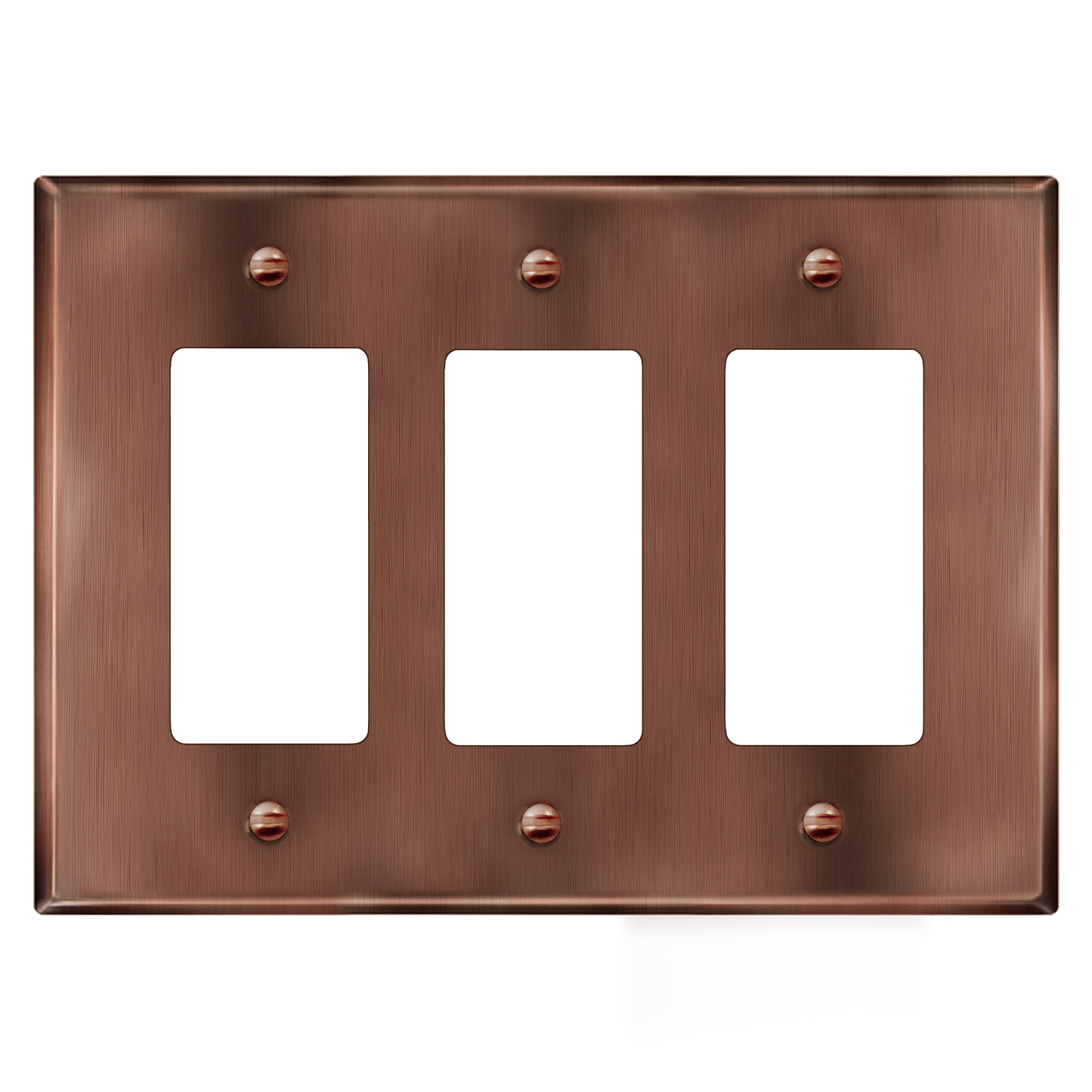 Decorator Switch or Receptacle Metal Wall Plate, Stainless Steel Outlet Cover, Corrosion Resistant, 3-Gang, Mid-Size