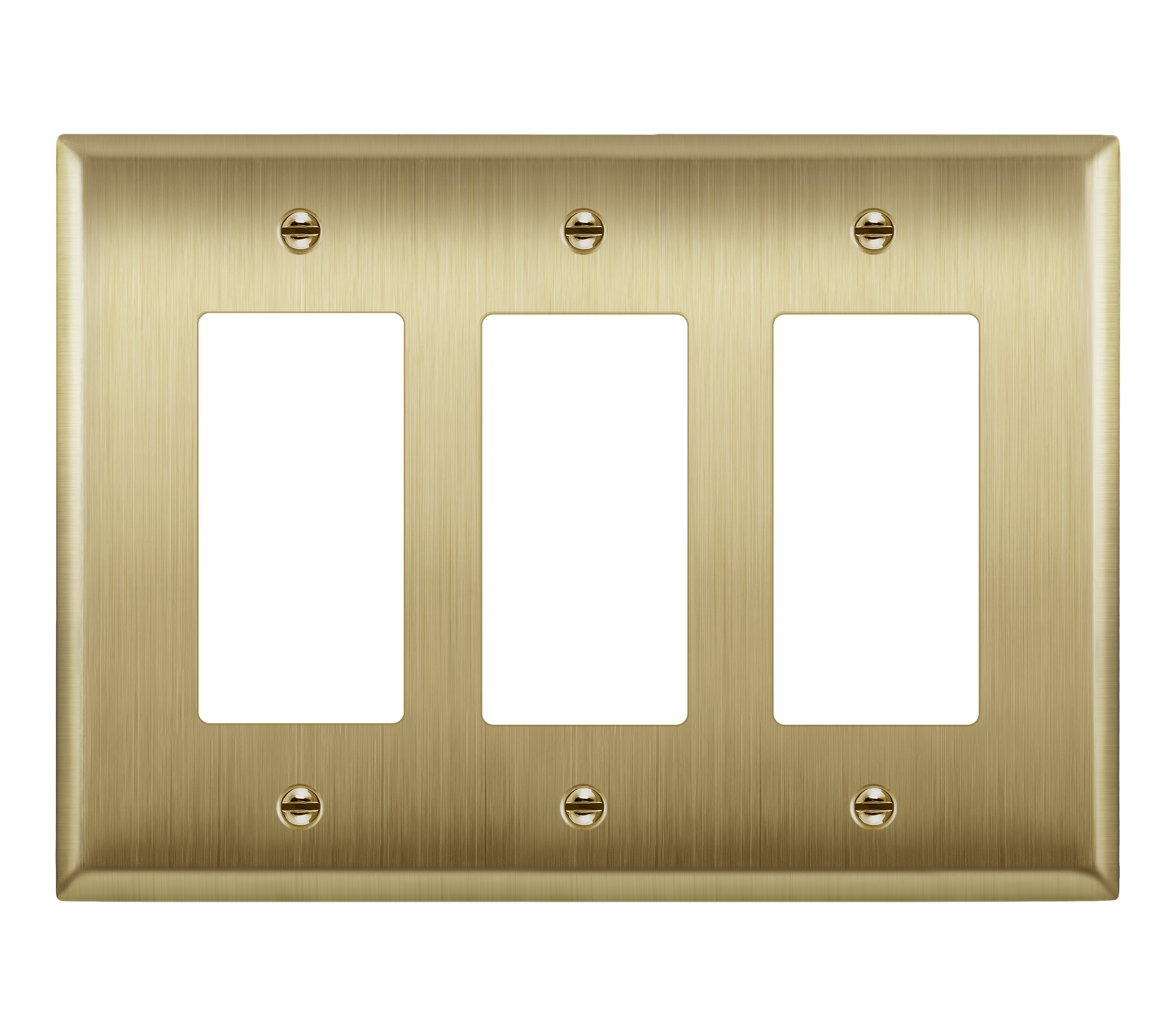 Decorator Switch or Receptacle Metal Wall Plate, Stainless Steel Outlet Cover, Corrosion Resistant, 3-Gang, Mid-Size
